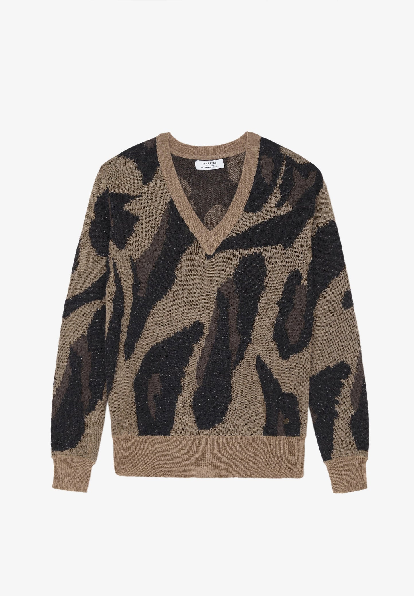 ANIMAL PRINT V-NECK SWEATER
