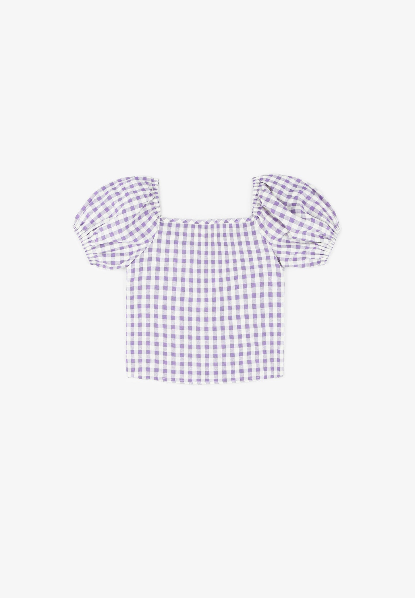 GINGHAM BLOUSE WITH PUFF SLEEVES