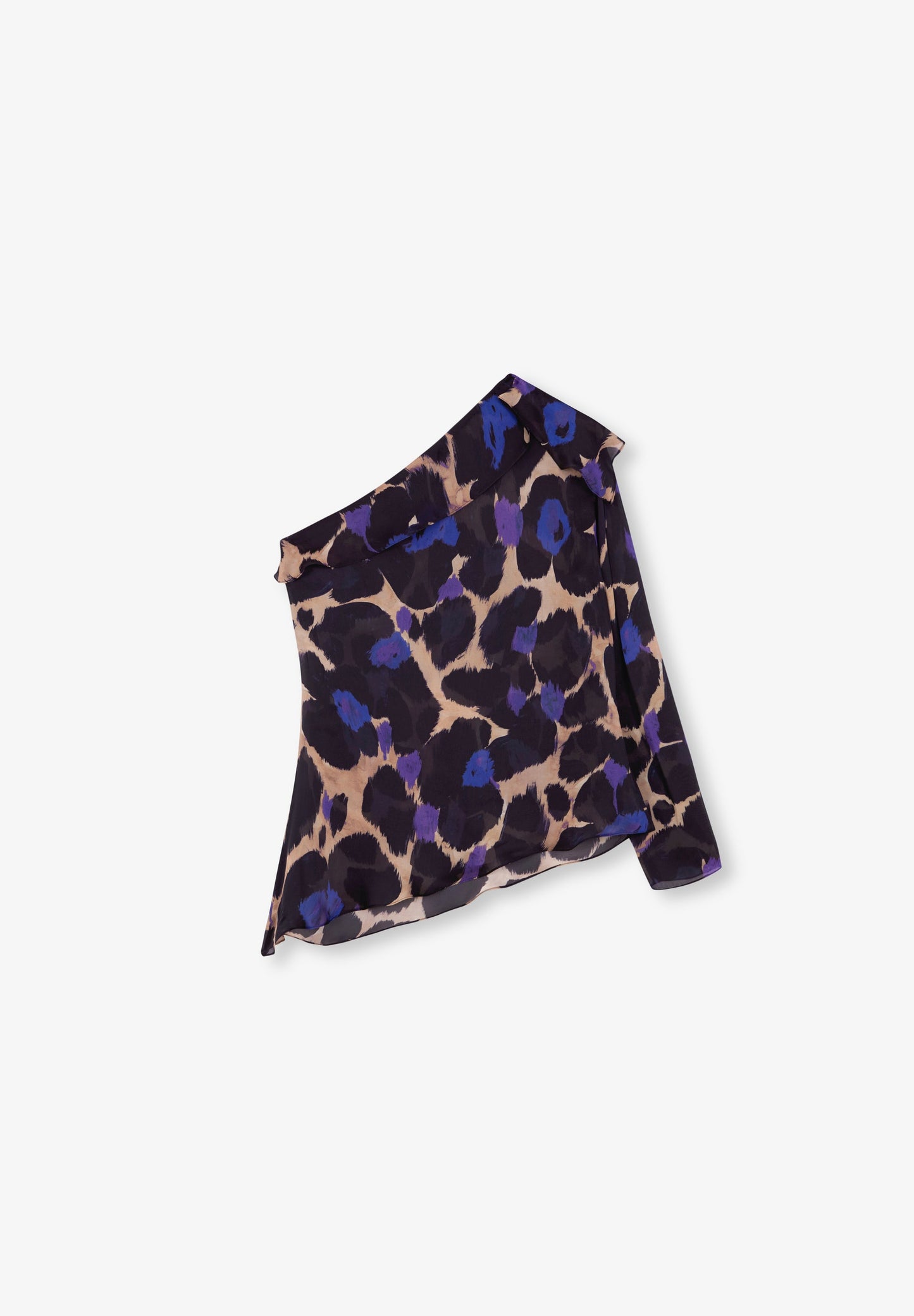 ASYMMETRIC ANIMAL PRINT BLOUSE