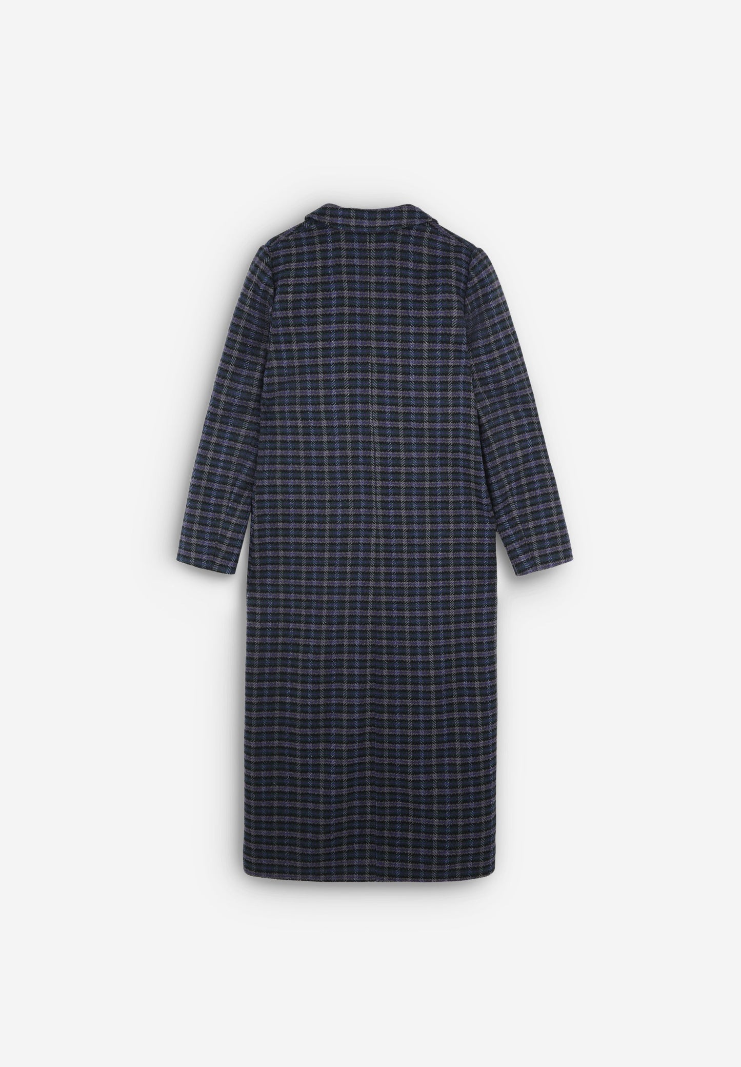 LONG CHECKED COAT WITH POCKETS