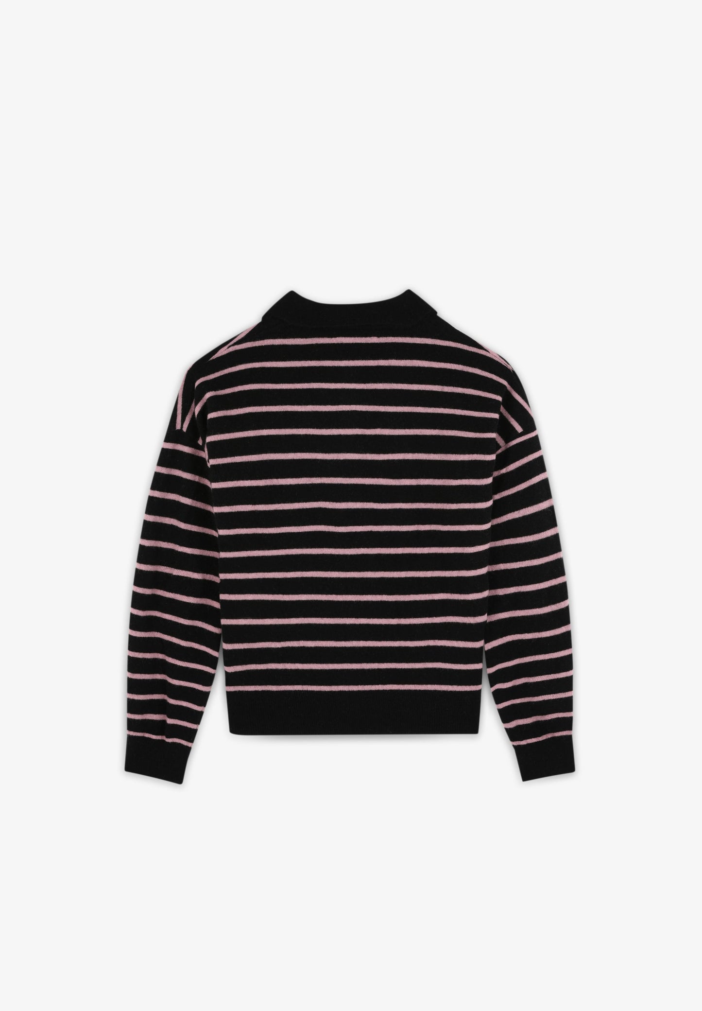TWO-TONE STRIPE POLO SWEATER