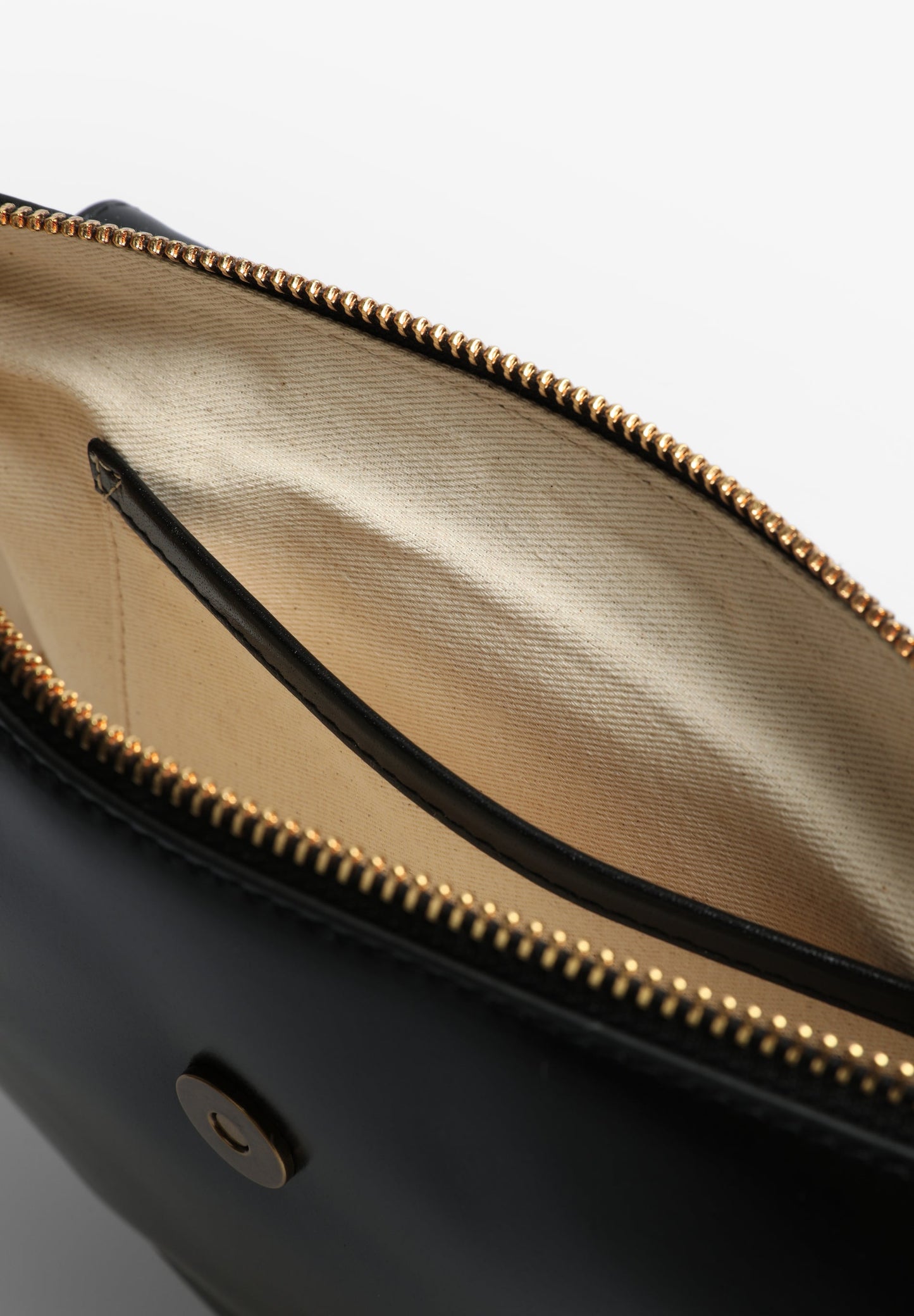 HALF-MOON LEATHER BAG WITH RHINESTONES