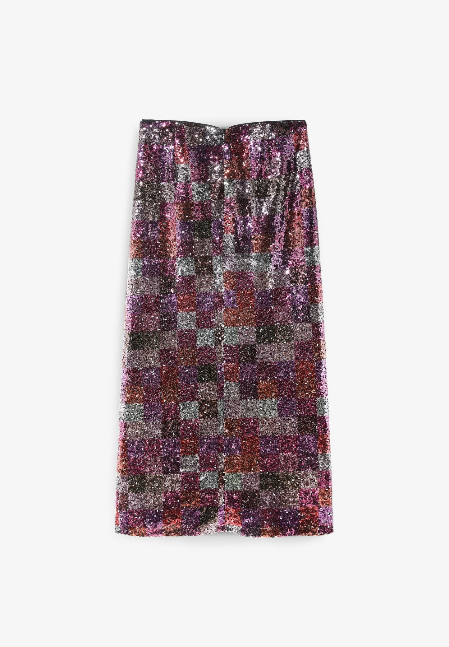 SEQUINNED MIDI SKIRT WITH SLITS