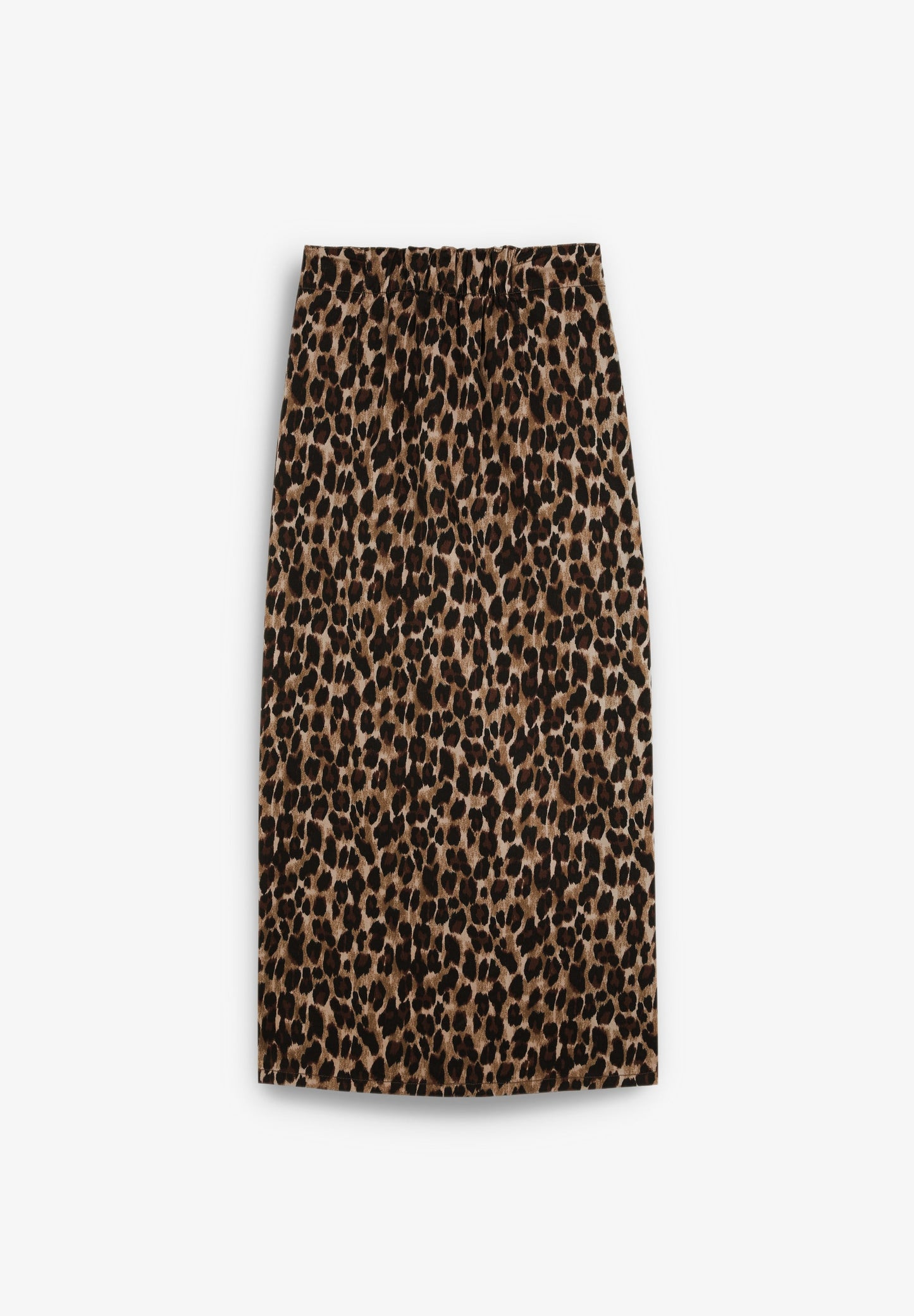 LEOPARD DENIM MIDI SKIRT