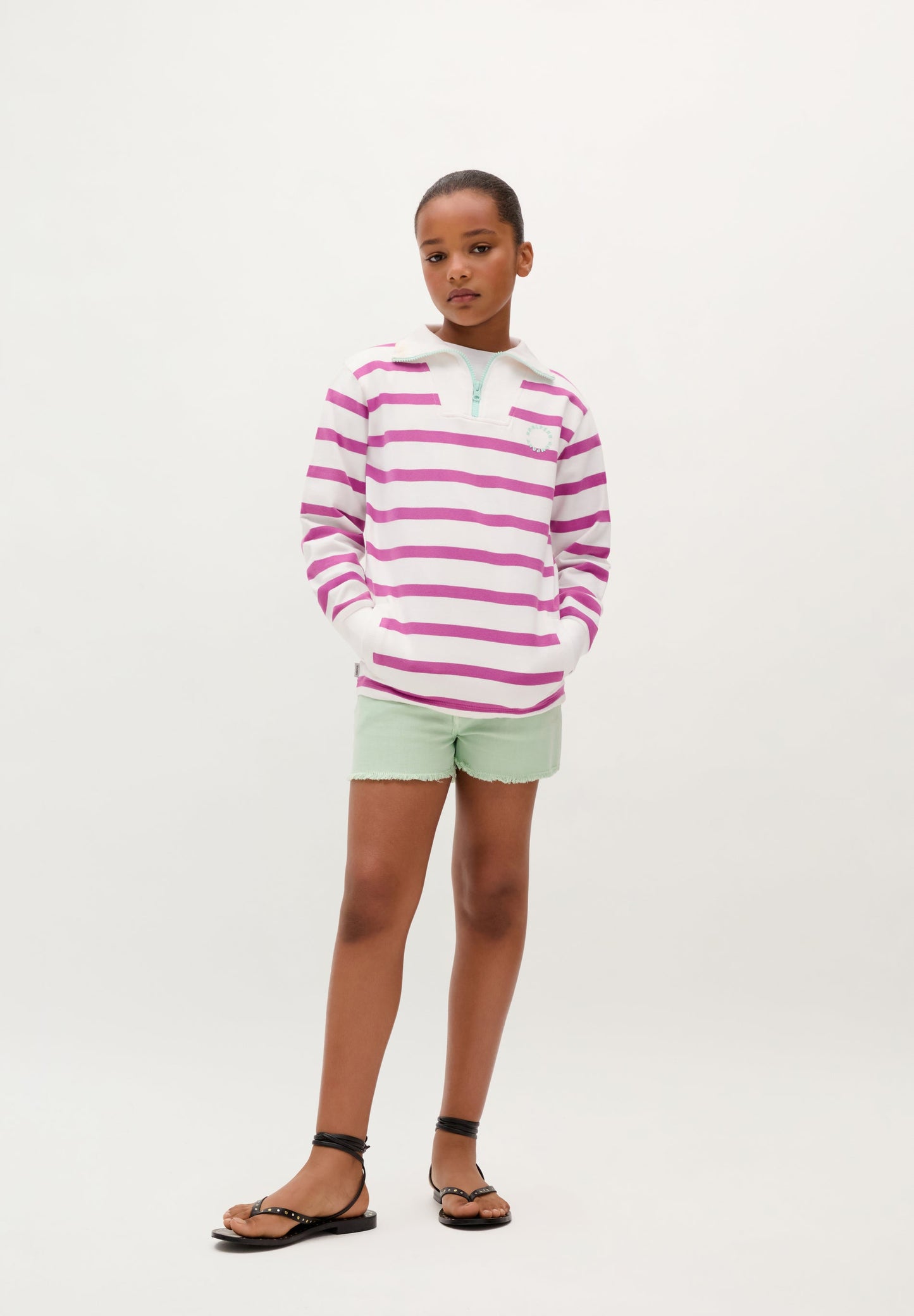 STRIPED PRINT SWEATSHIRT