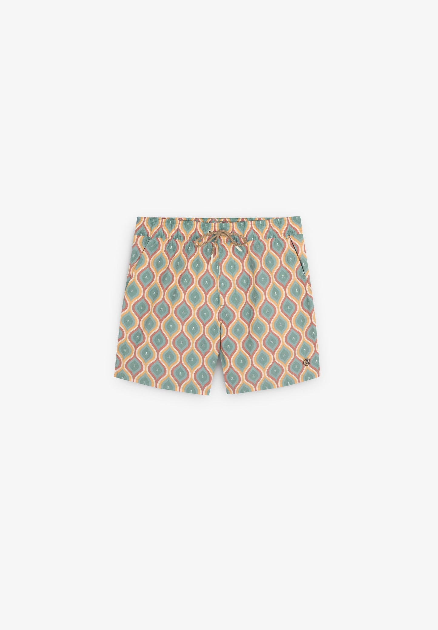 WAVED PRINT SWIMMING TRUNKS