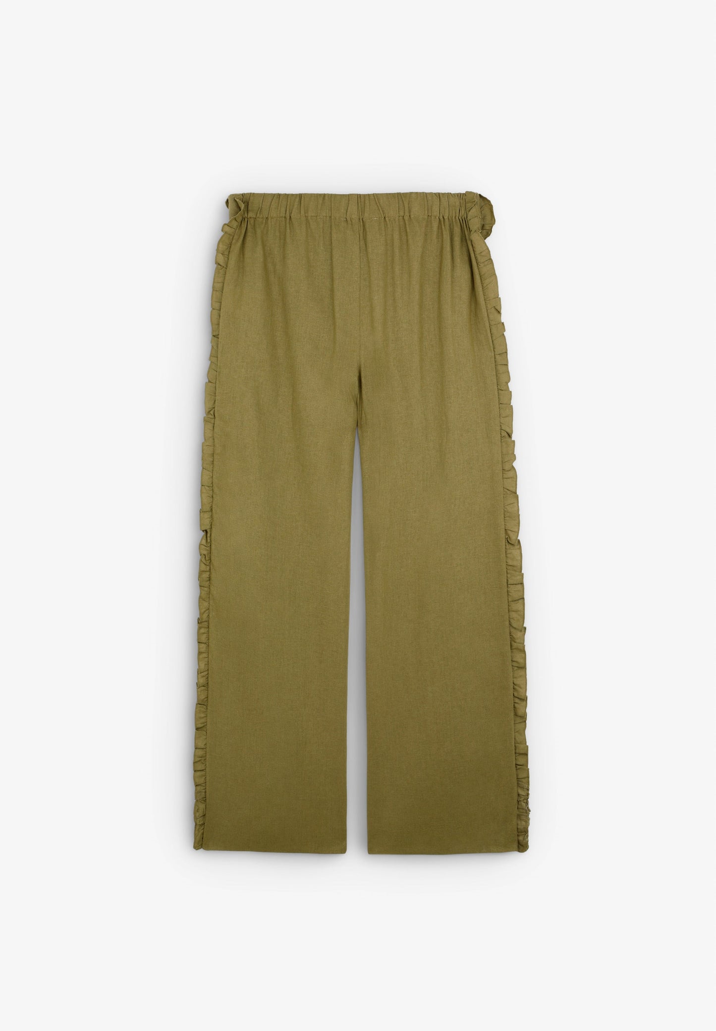 LINEN TROUSERS WITH FRILLS