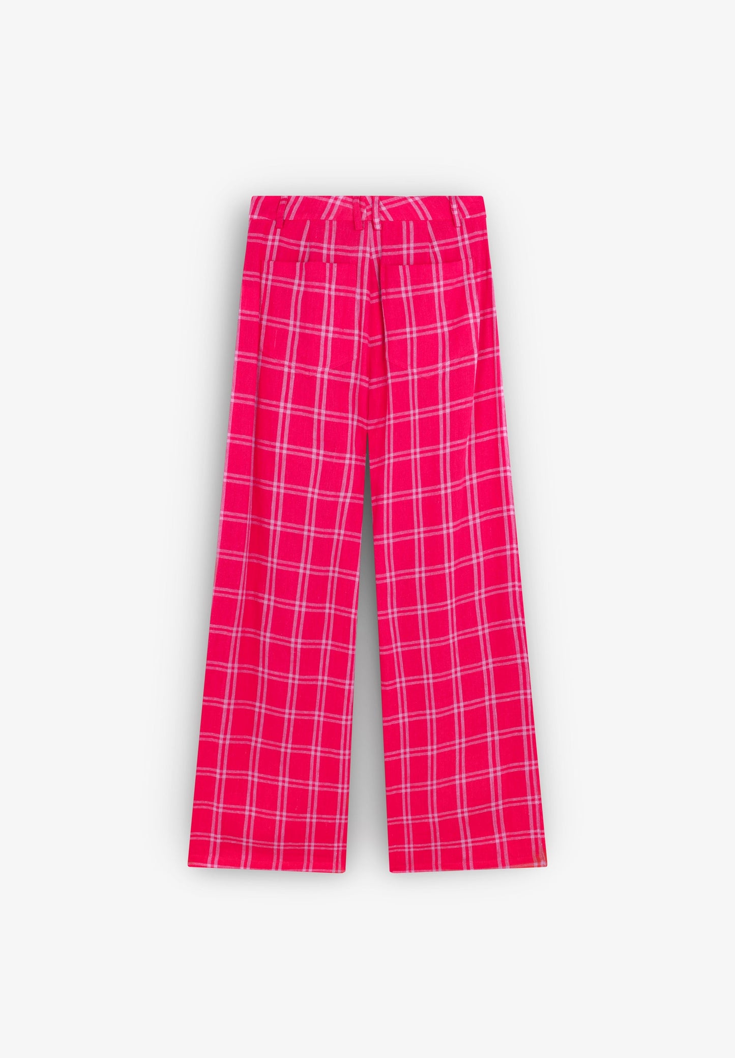 CHECKED LINEN TROUSERS WITH DARTS