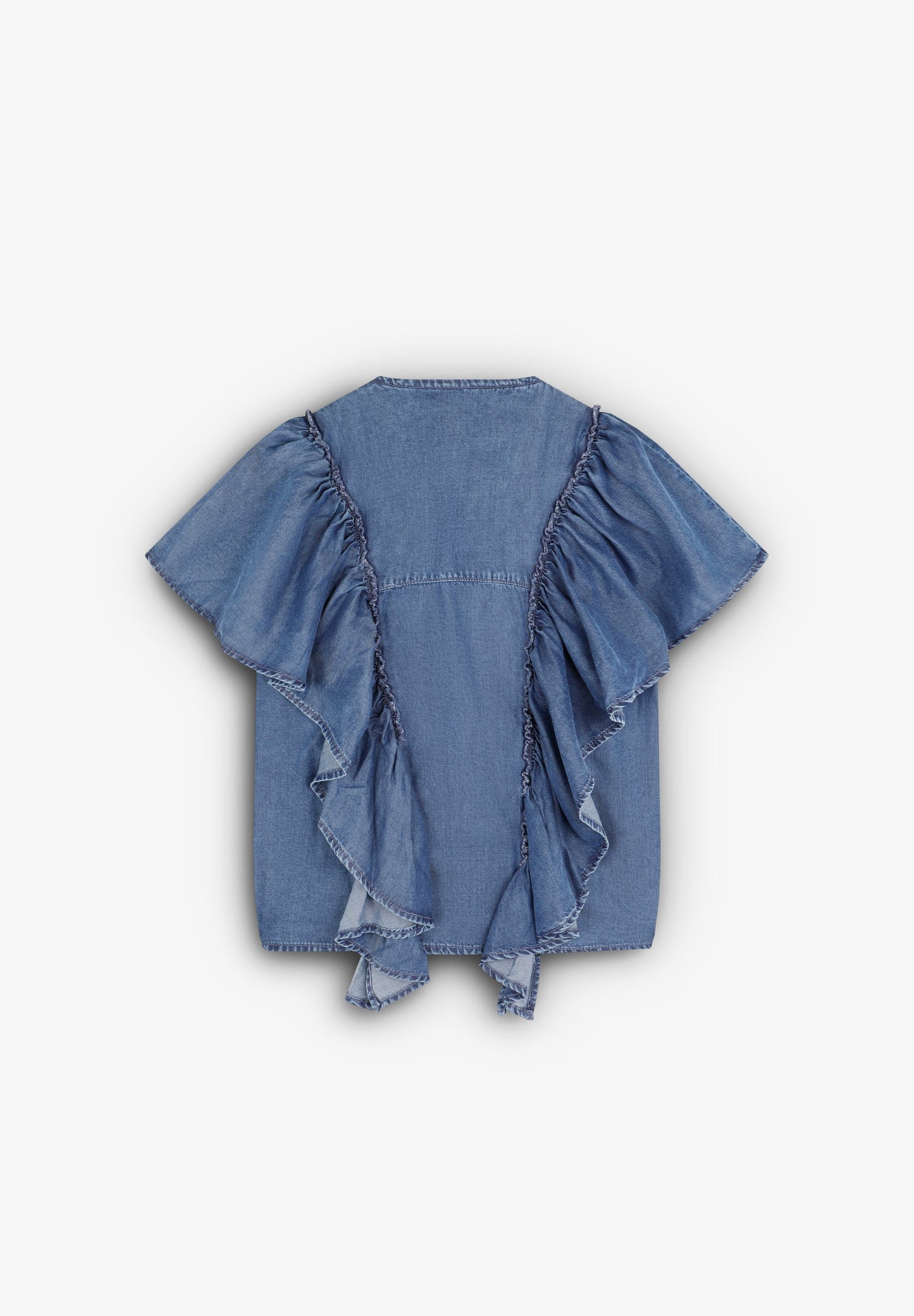 FLUID DENIM SHIRT WITH RUFFLES