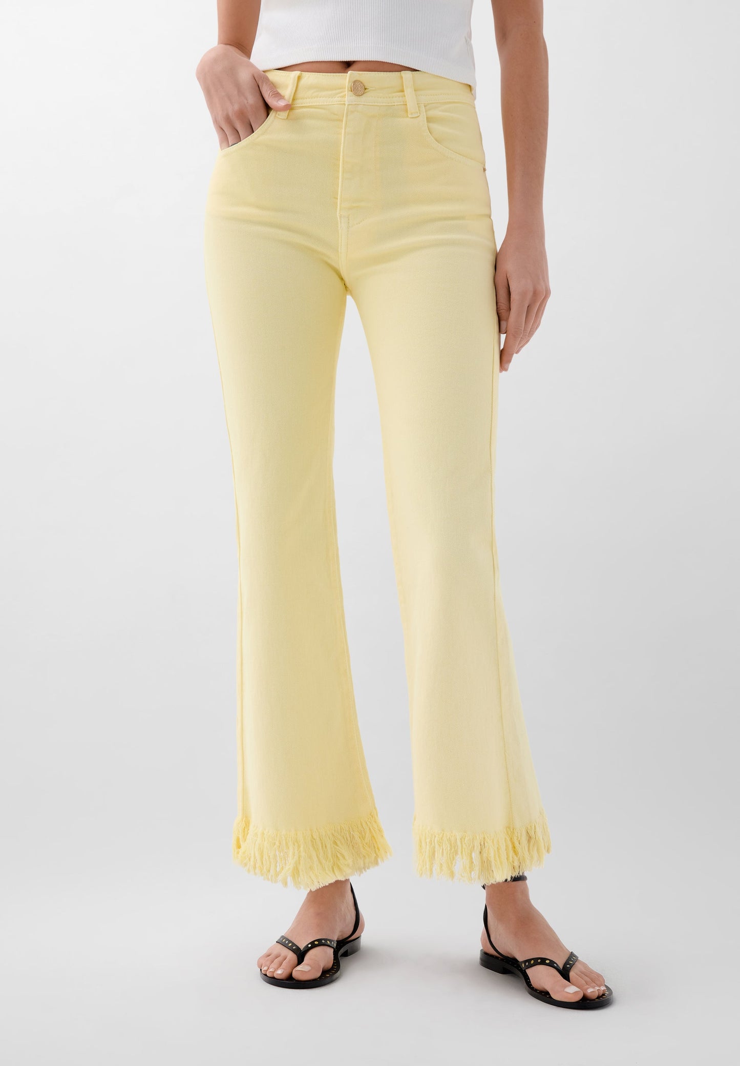 EMBROIDERED FRINGED JEANS