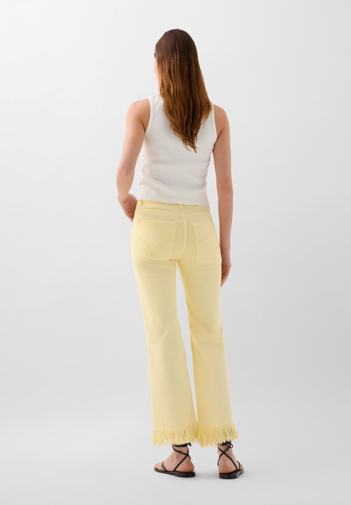 EMBROIDERED FRINGED JEANS
