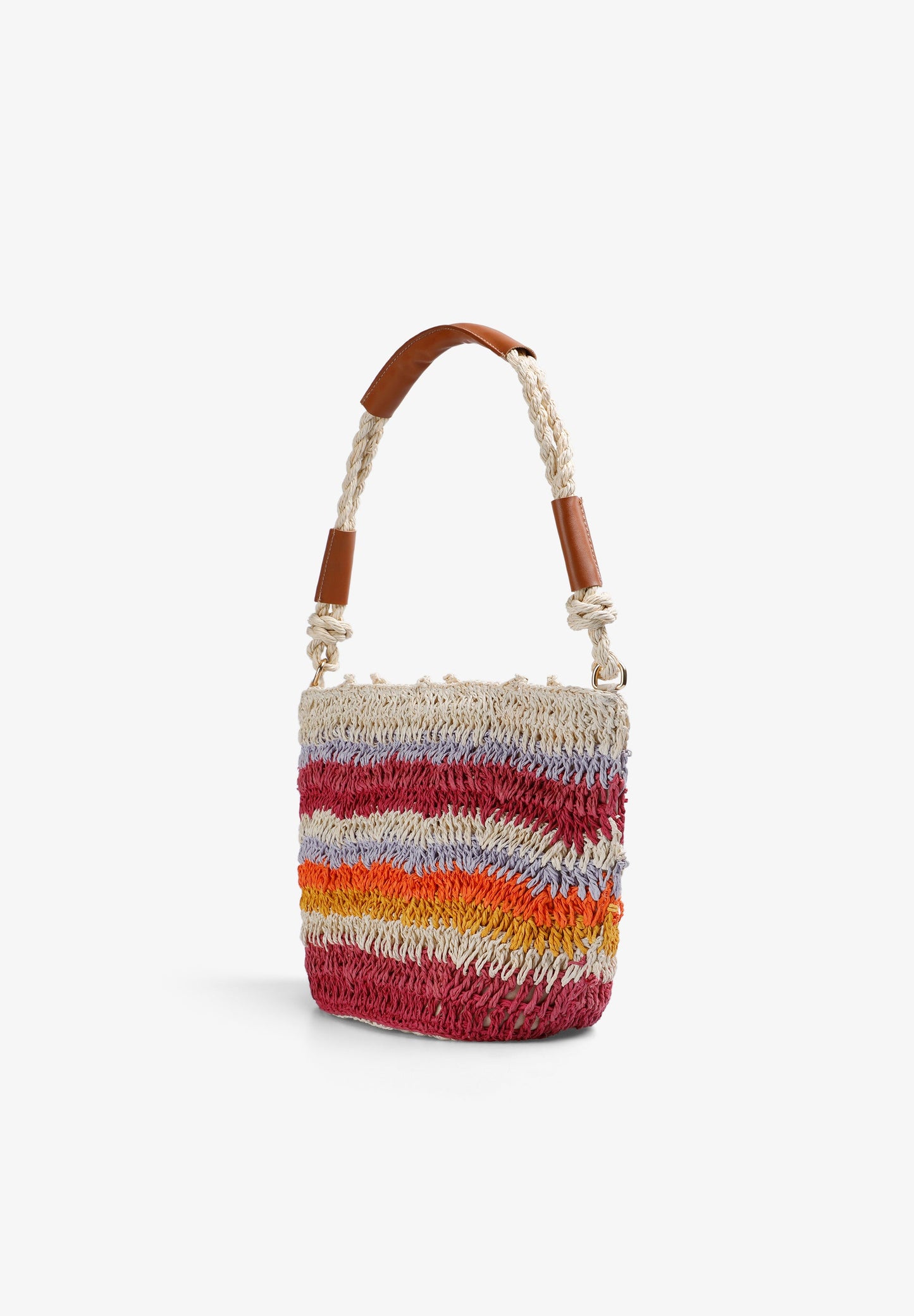 MULTICOLOURED RAFFIA BUCKET BAG
