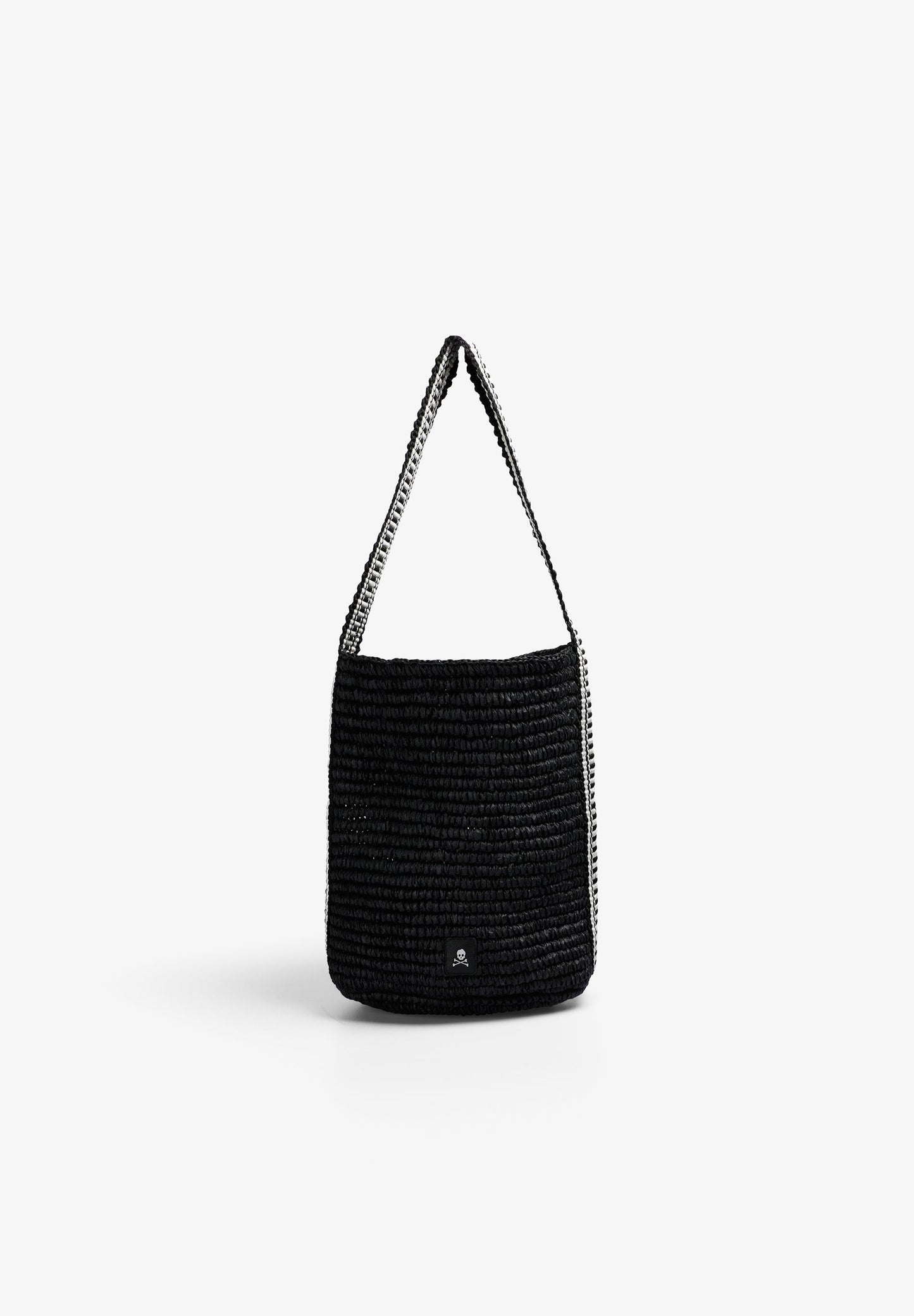TWO-TONE RAFFIA BUCKET BAG