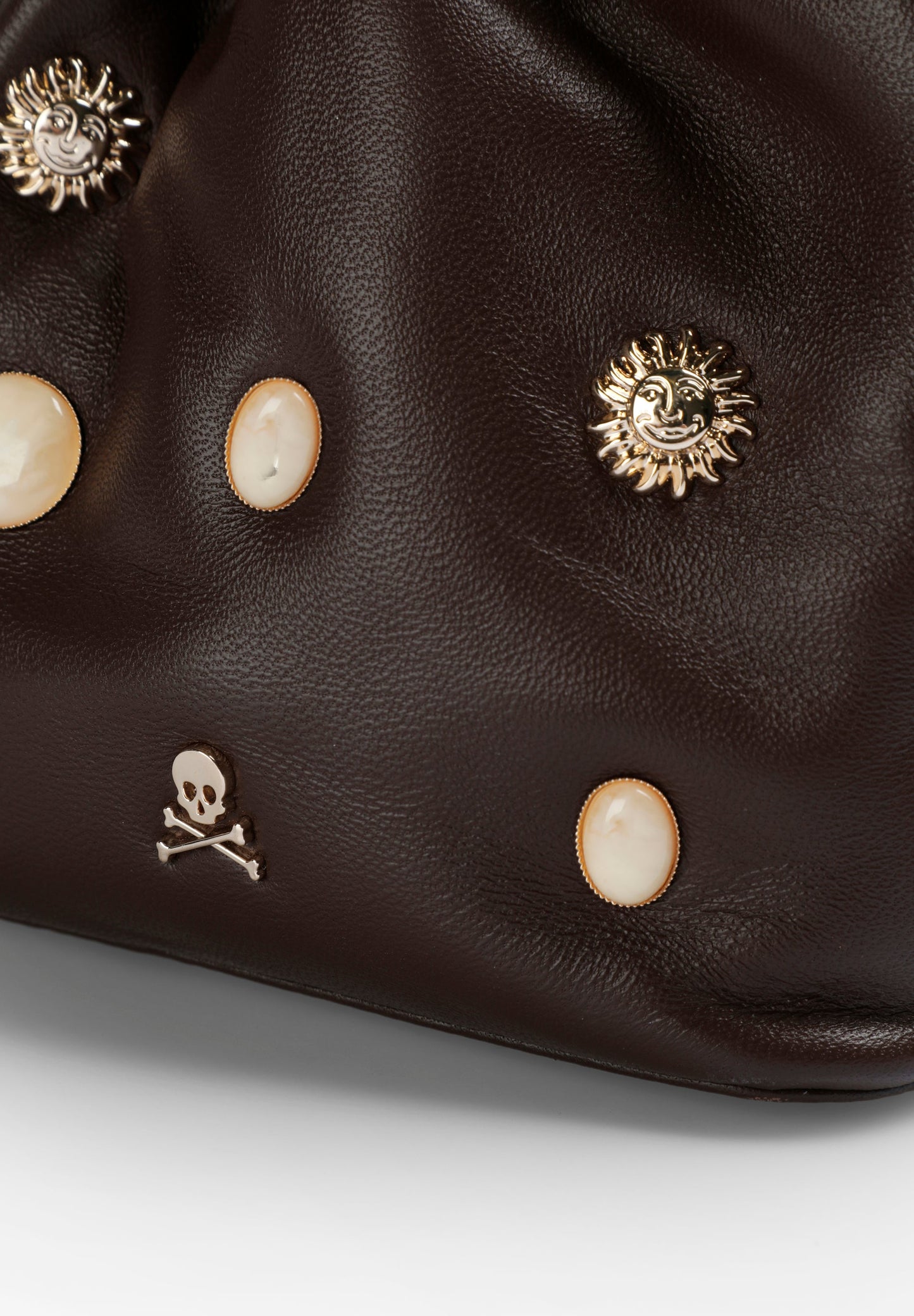 LEATHER BUCKET BAG WITH STUDS