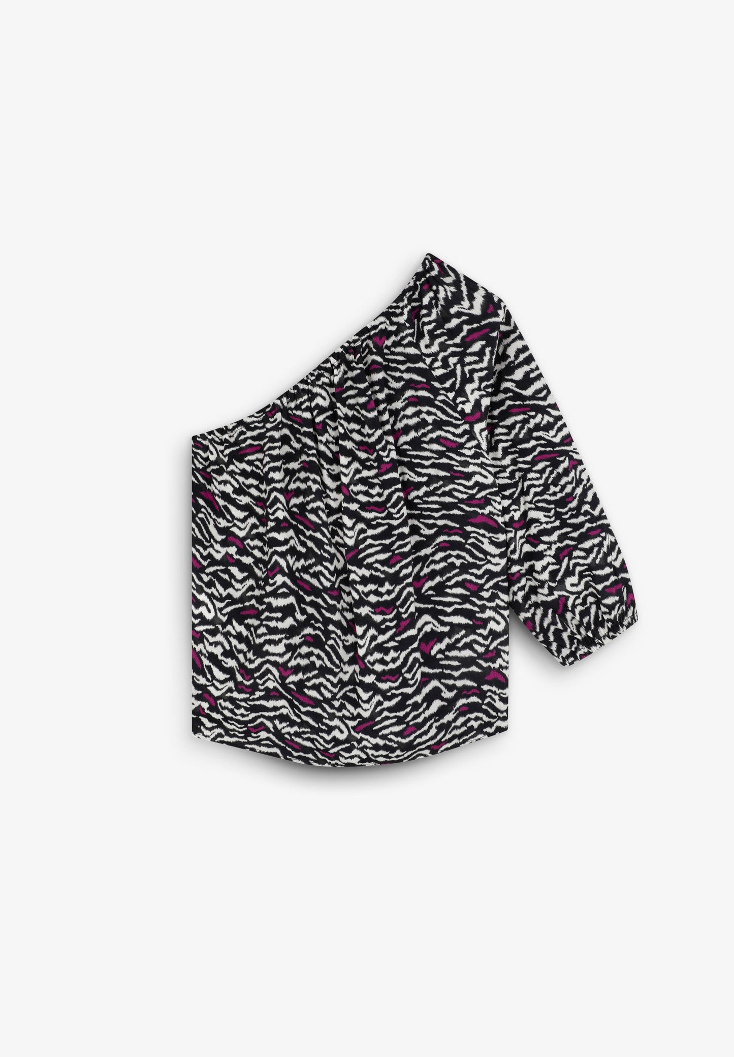 ASYMMETRIC ANIMAL PRINT BLOUSE