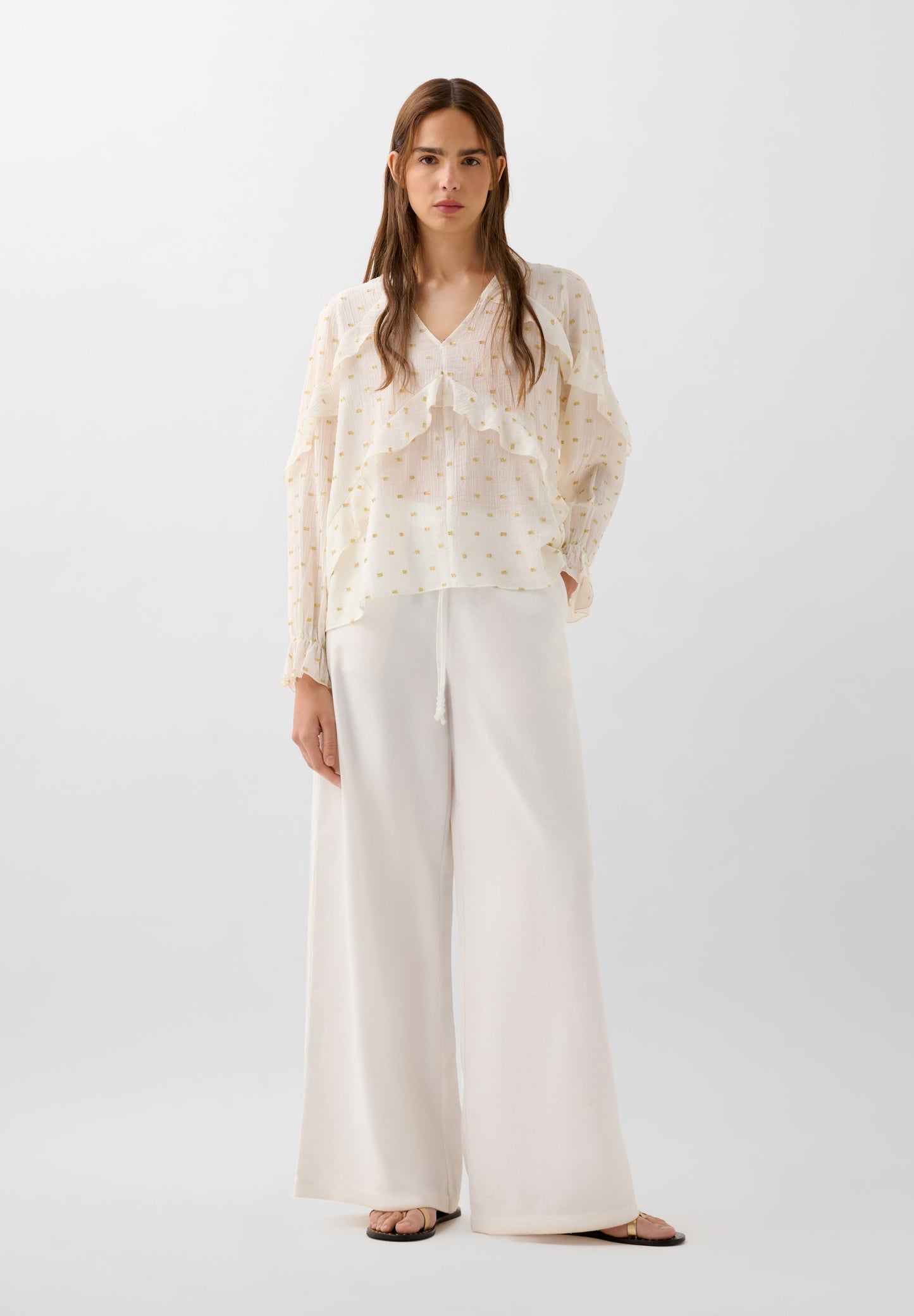BLOUSE WITH LUREX FRILL DETAIL