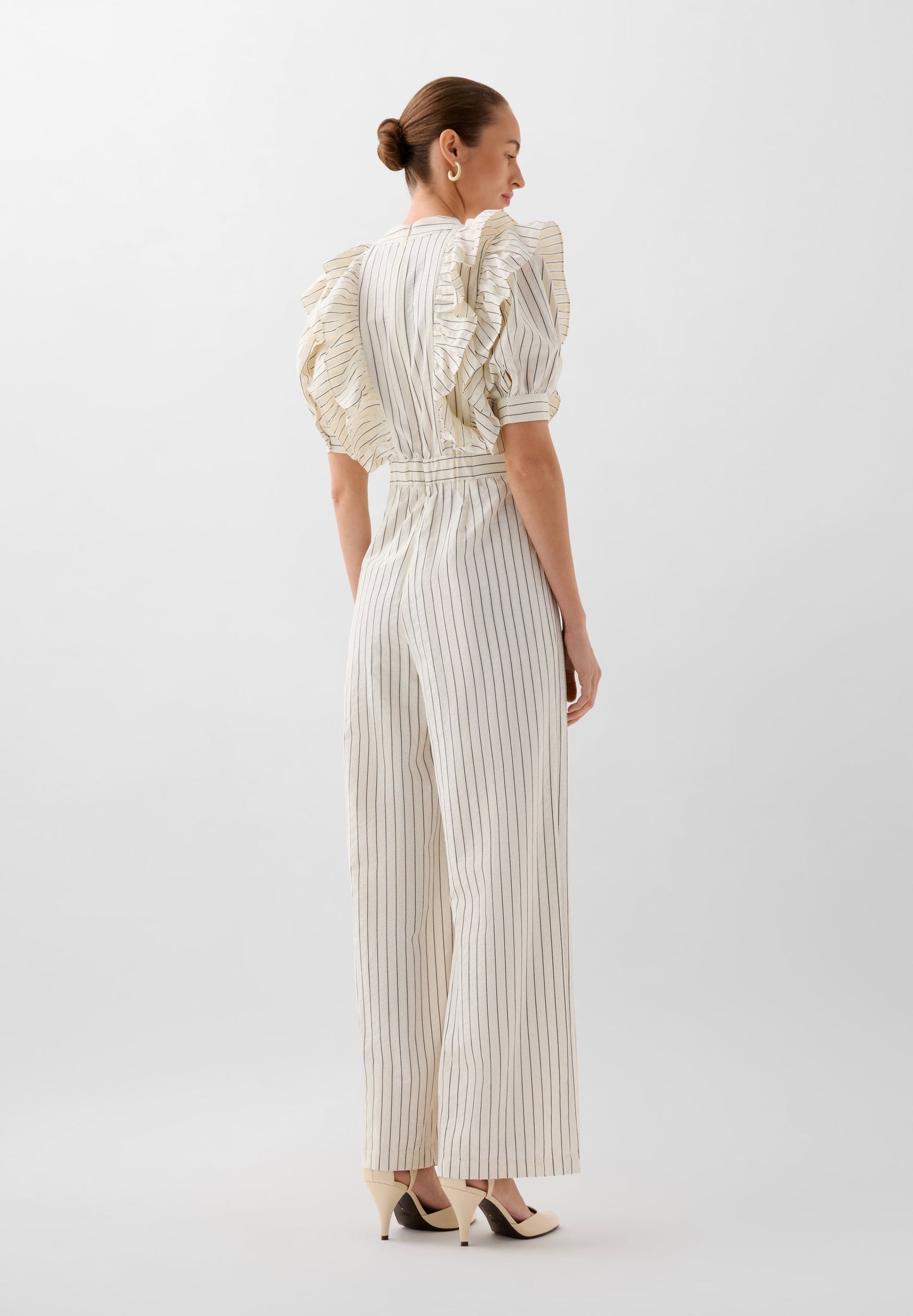 STRIPED JUMPSUIT WITH RUFFLES