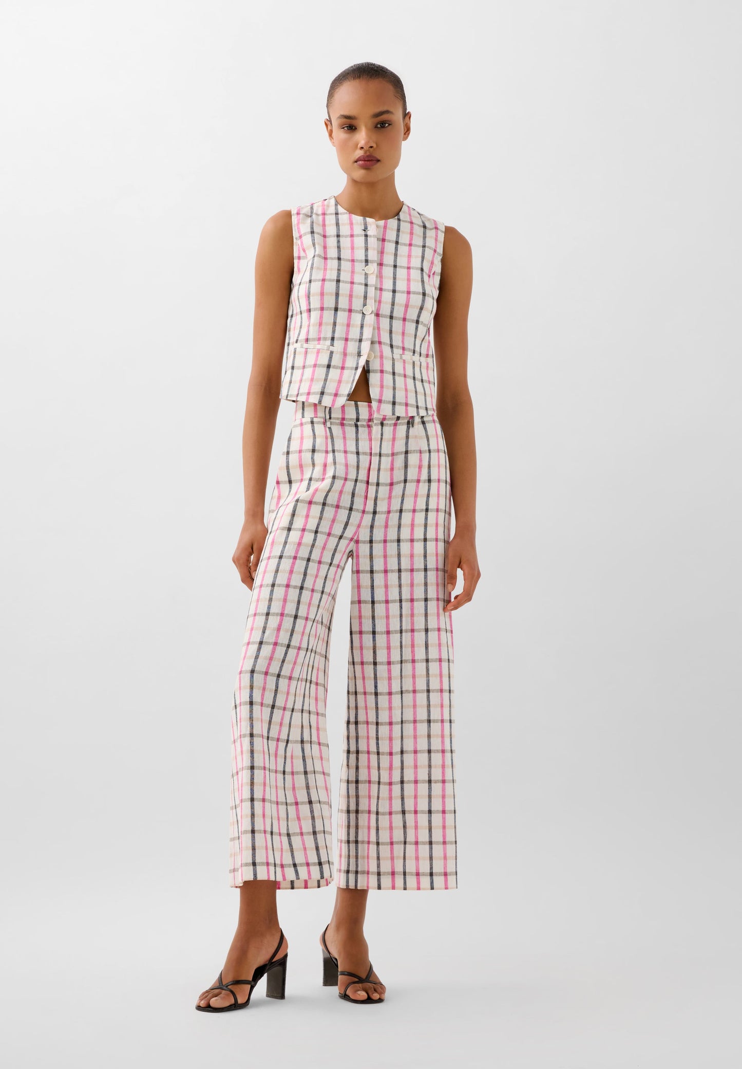 LINEN GINGHAM TROUSERS