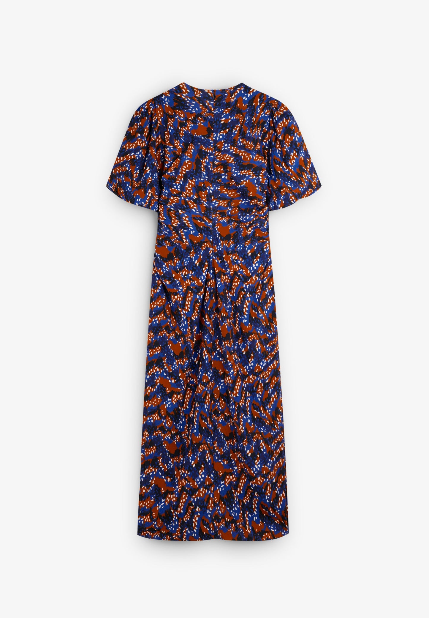 PRINTED DRESS WITH FRONT GATHERING