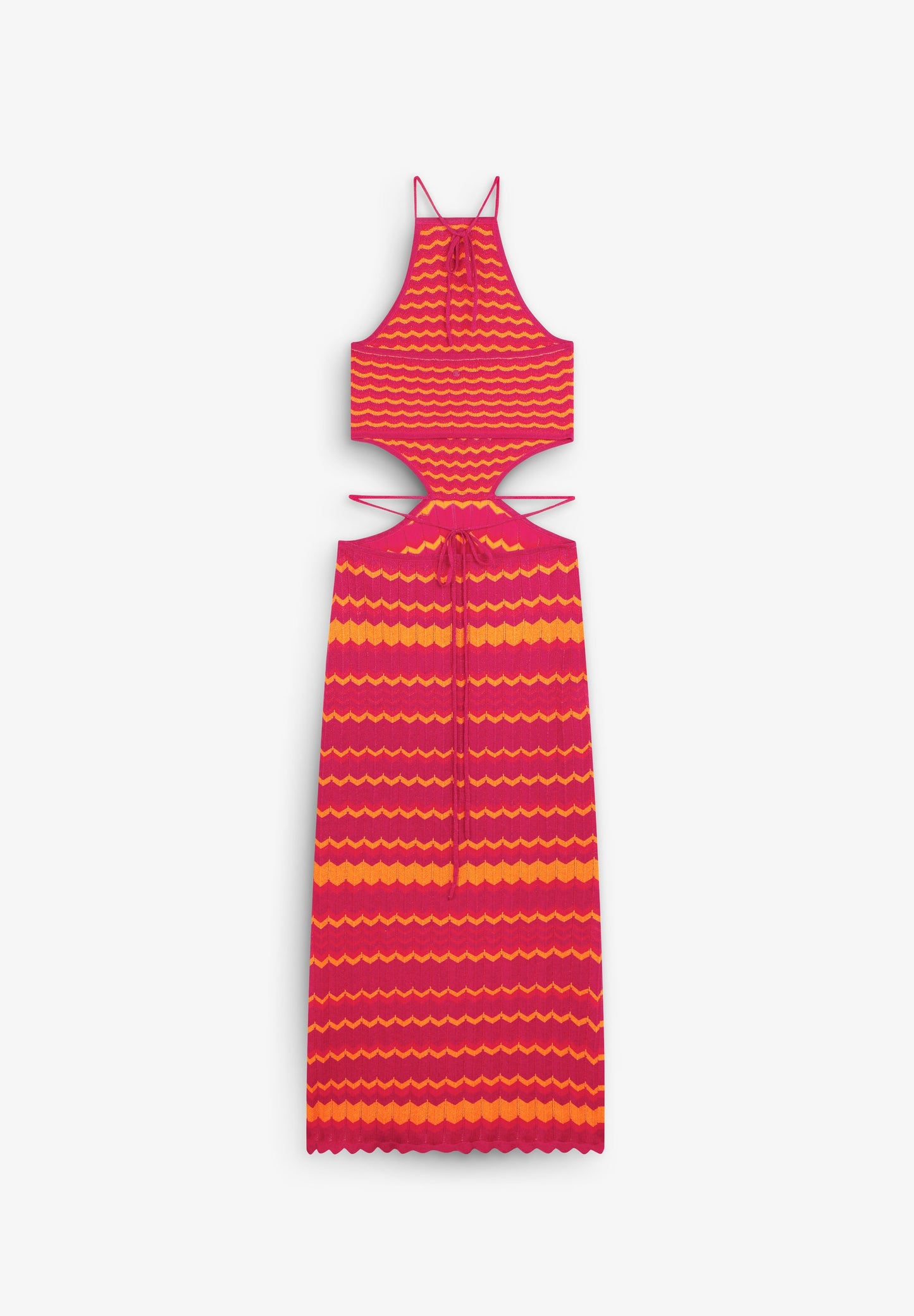 TWO-TONE KNIT DRESS WITH SLITS