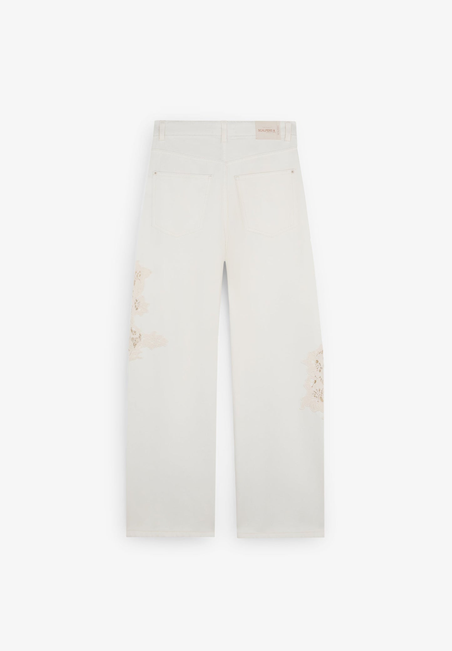 SC GUIPURE PATCH DENIM TROUSERS
