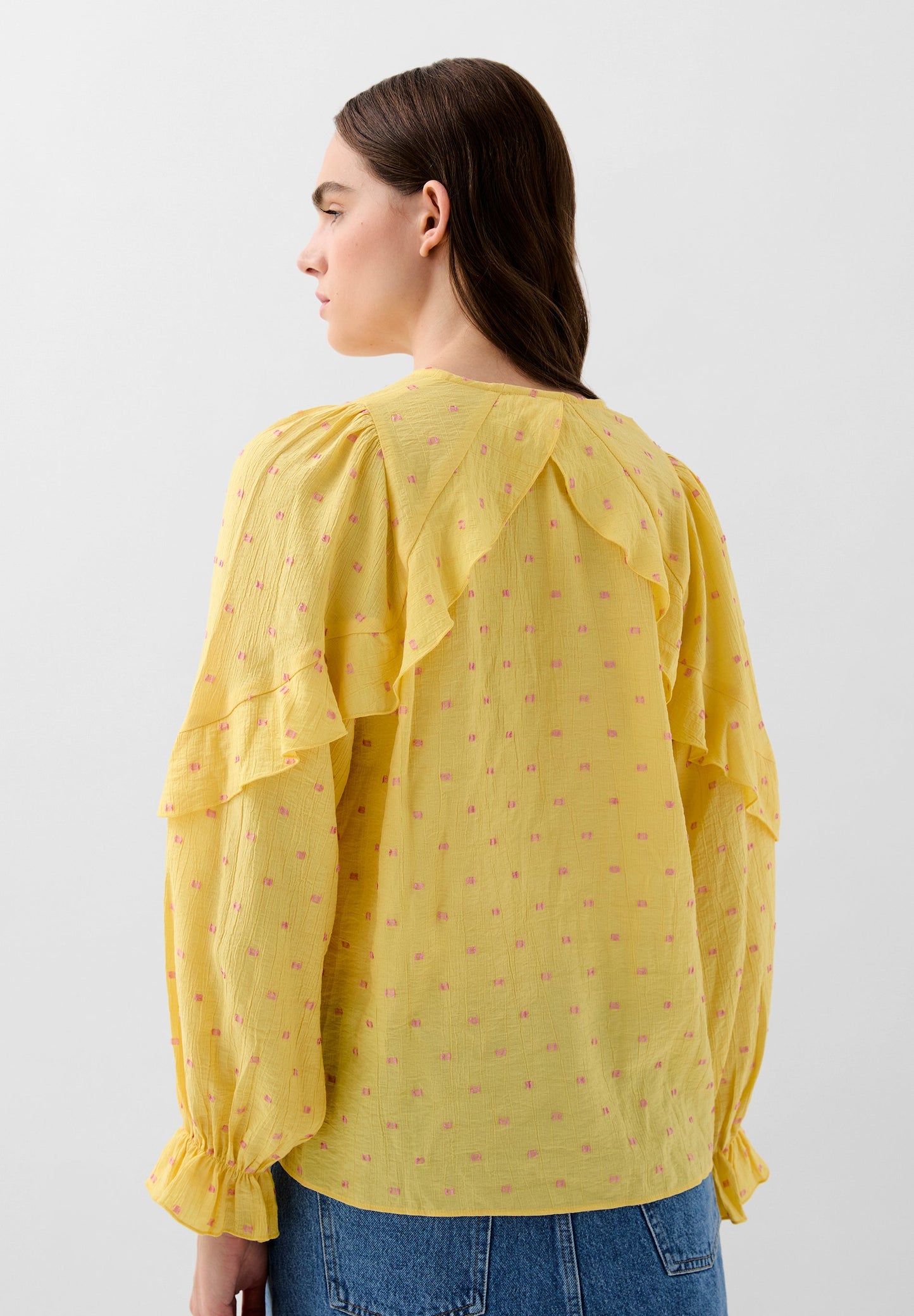 BLOUSE WITH LUREX FRILL DETAIL