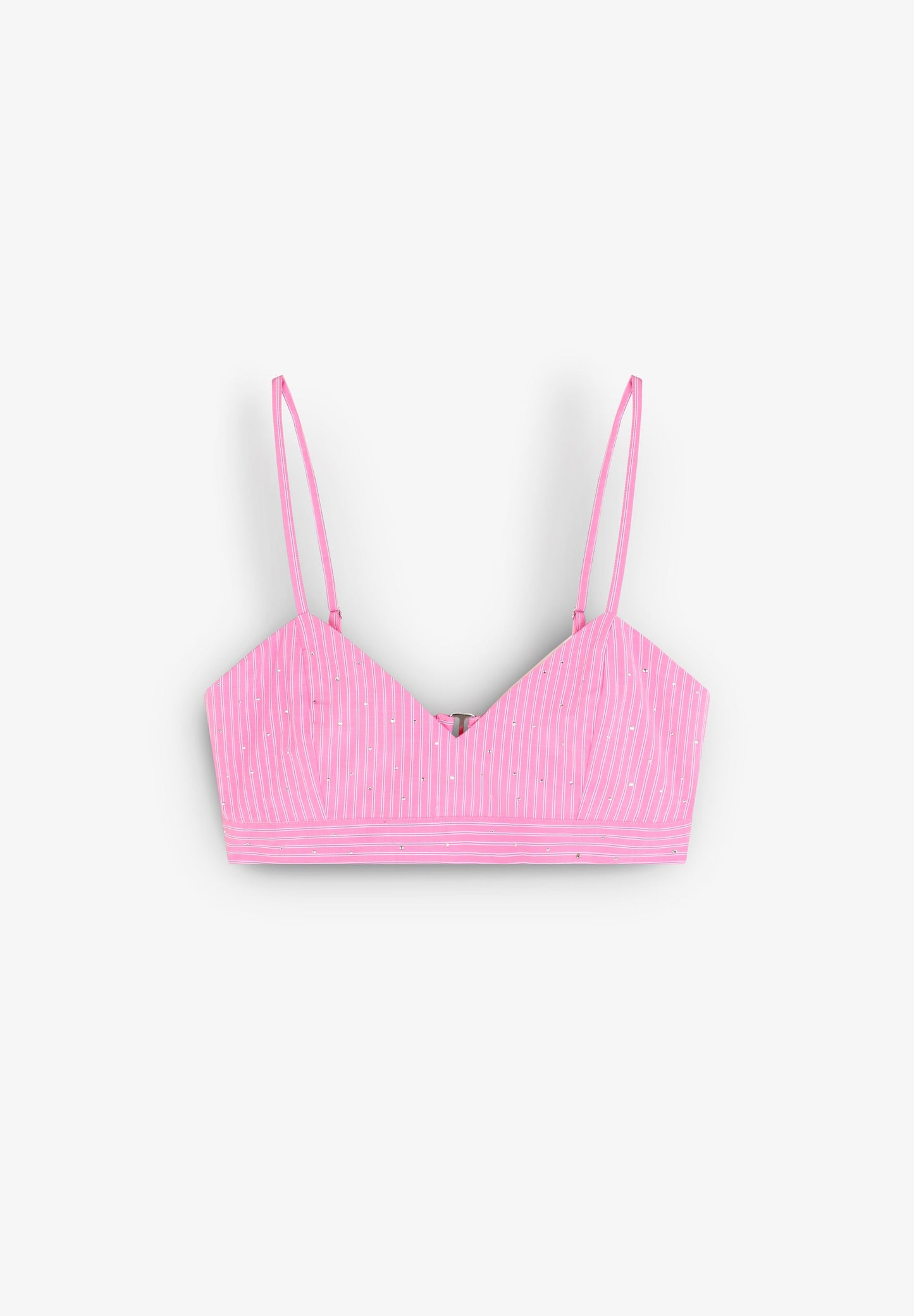 RHINESTONE STRIPE SHIRT BRALETTE SET