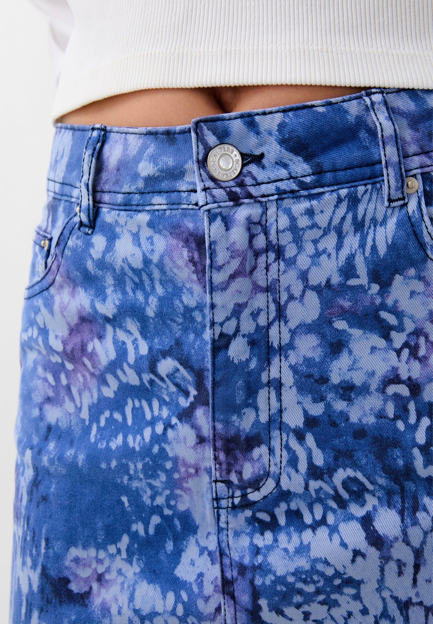 PRINTED DENIM MINI SKIRT
