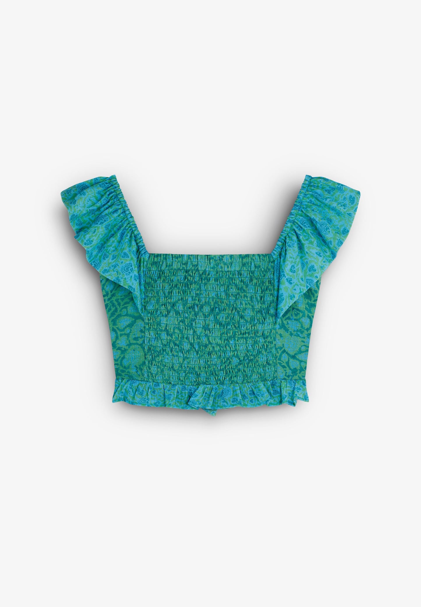 PRINTED CROP TOP WITH RUFFLE