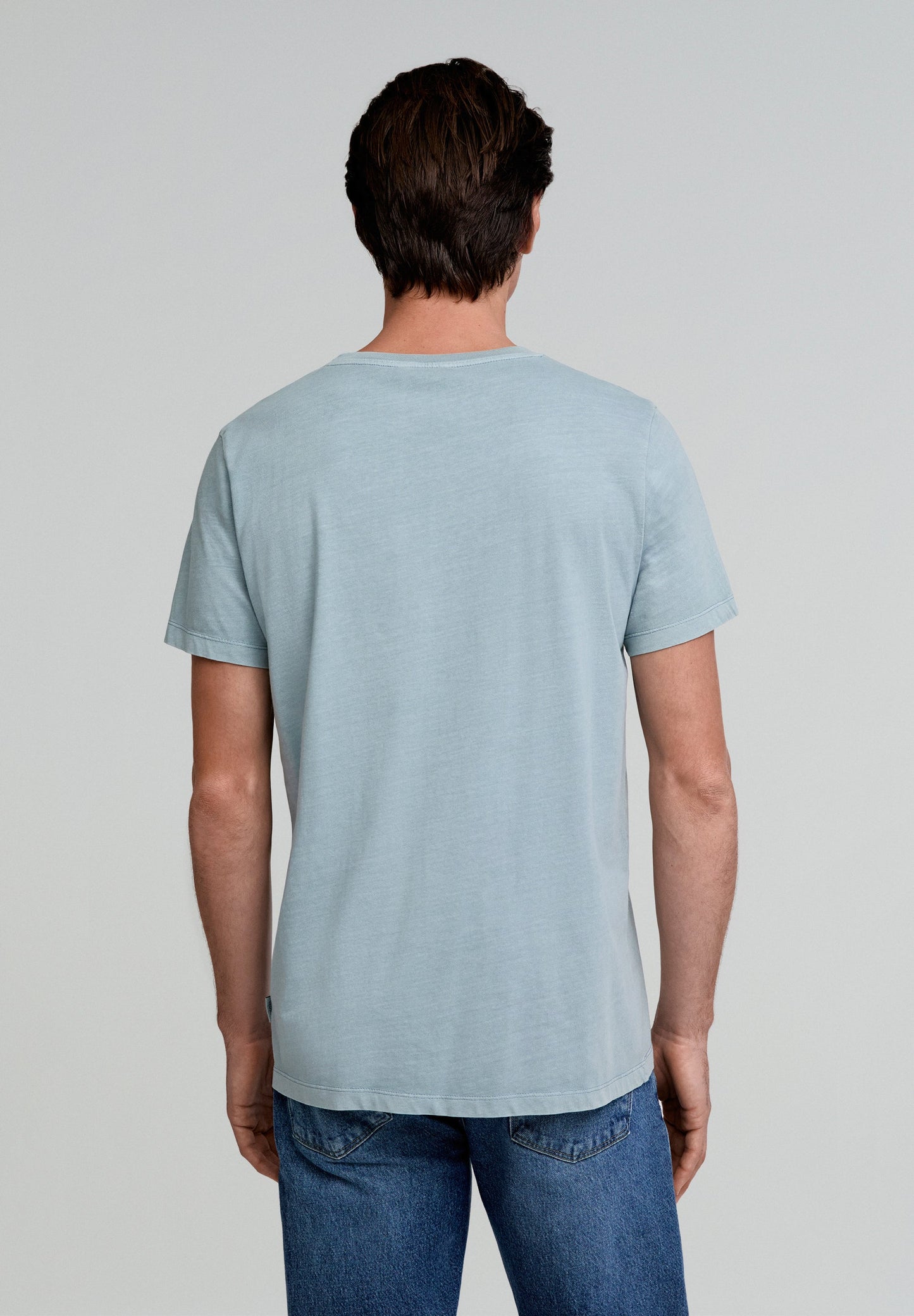 FADED T-SHIRT WITH EMBROIDERED SKULL