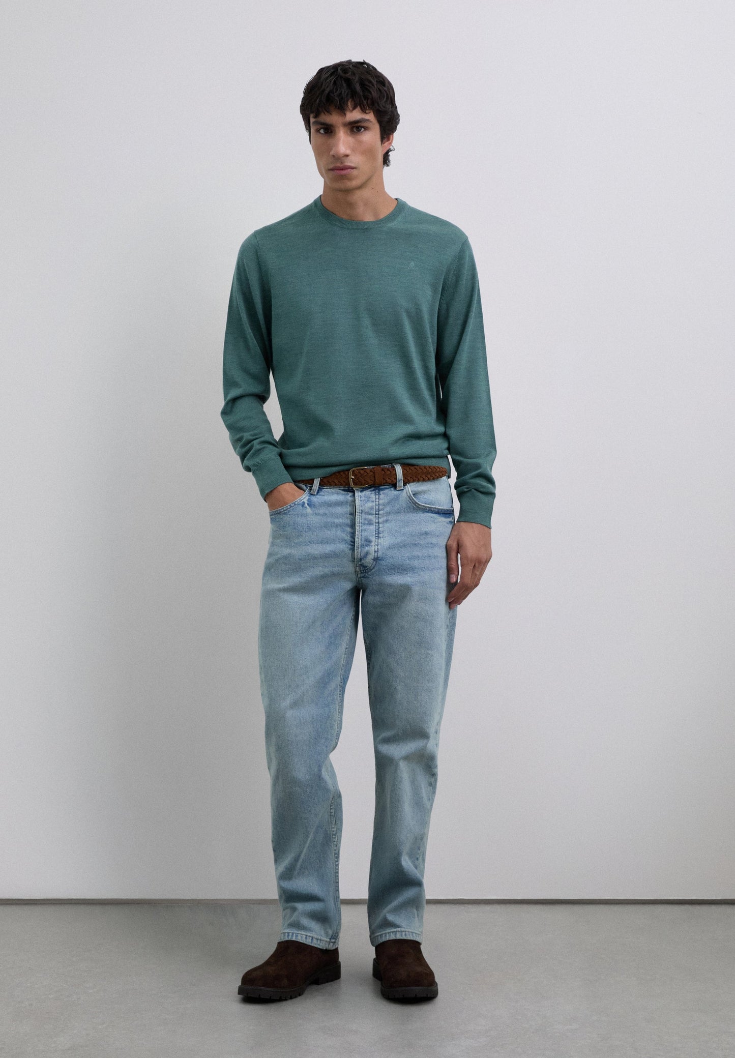 WOOL SWEATER WITH EMBROIDERED SKULL