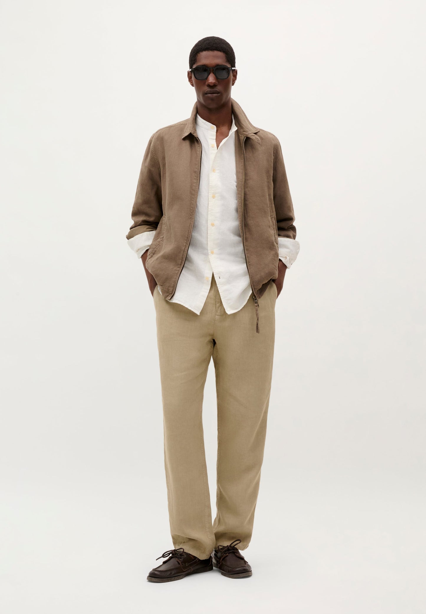 LINEN SHIRT WITH STAND-UP COLLAR
