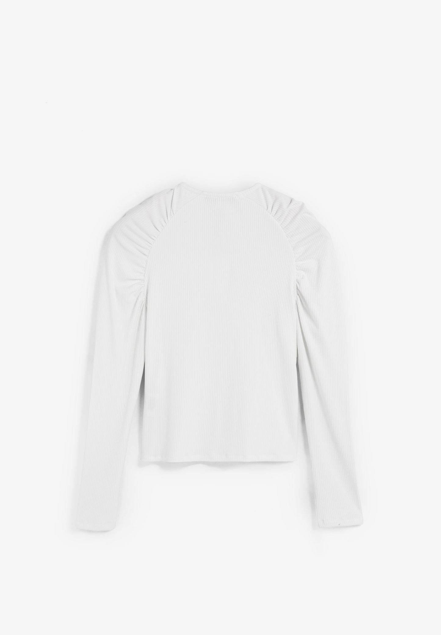 RIBBED T-SHIRT WITH GATHERED SHOULDER DETAIL