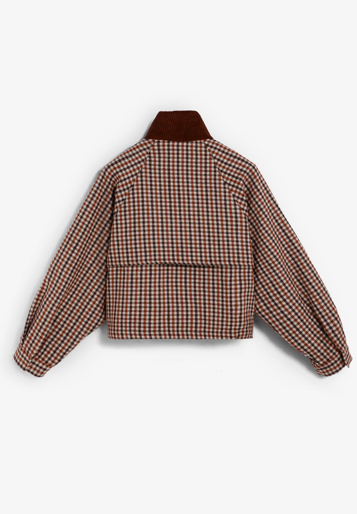 CHECKED BOMBER JACKET WITH CORDUROY COLLAR