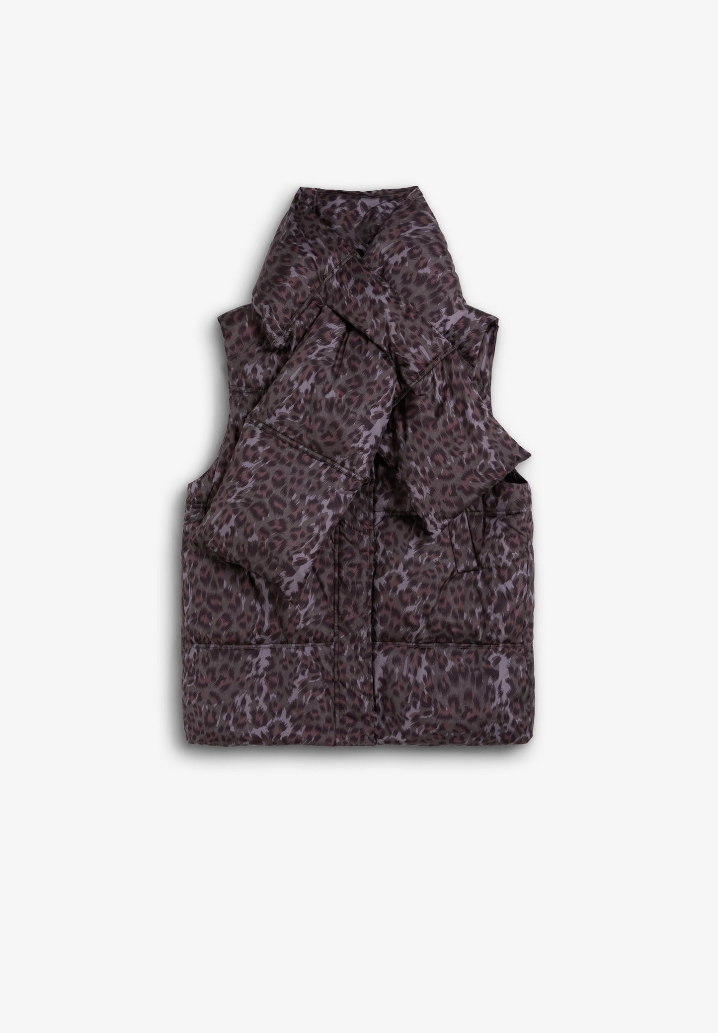 ANIMAL PRINT GILET WITH DETACHABLE SCARF