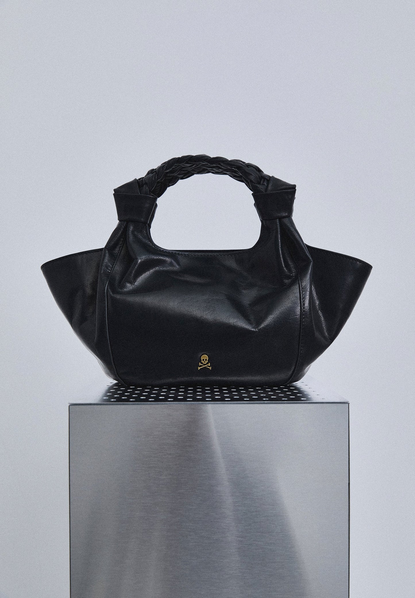 LEATHER MINI BAG WITH BRAIDED HANDLE