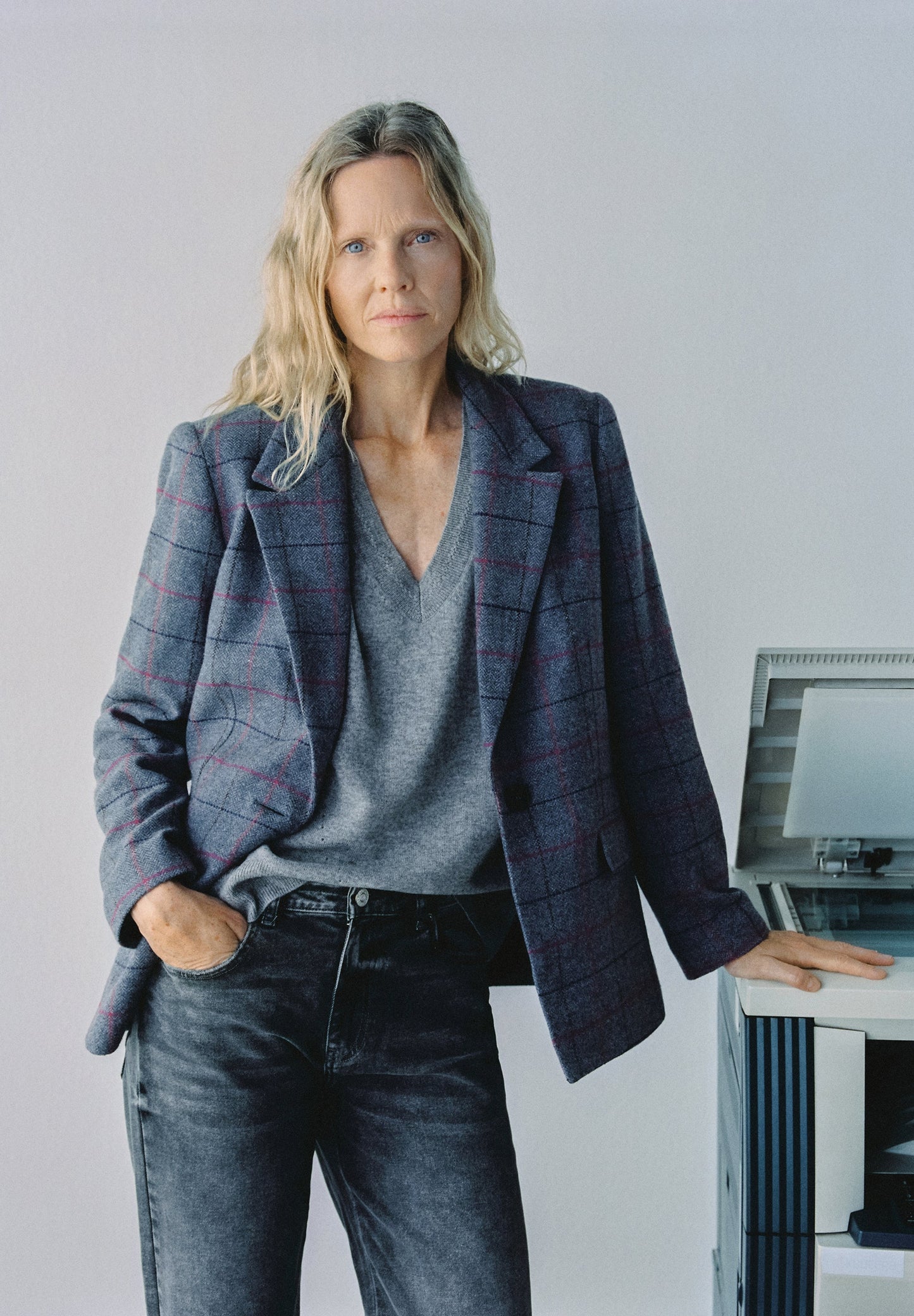 CHECK WOOL BLAZER