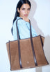 CONTRAST SUEDE TOTE BAG