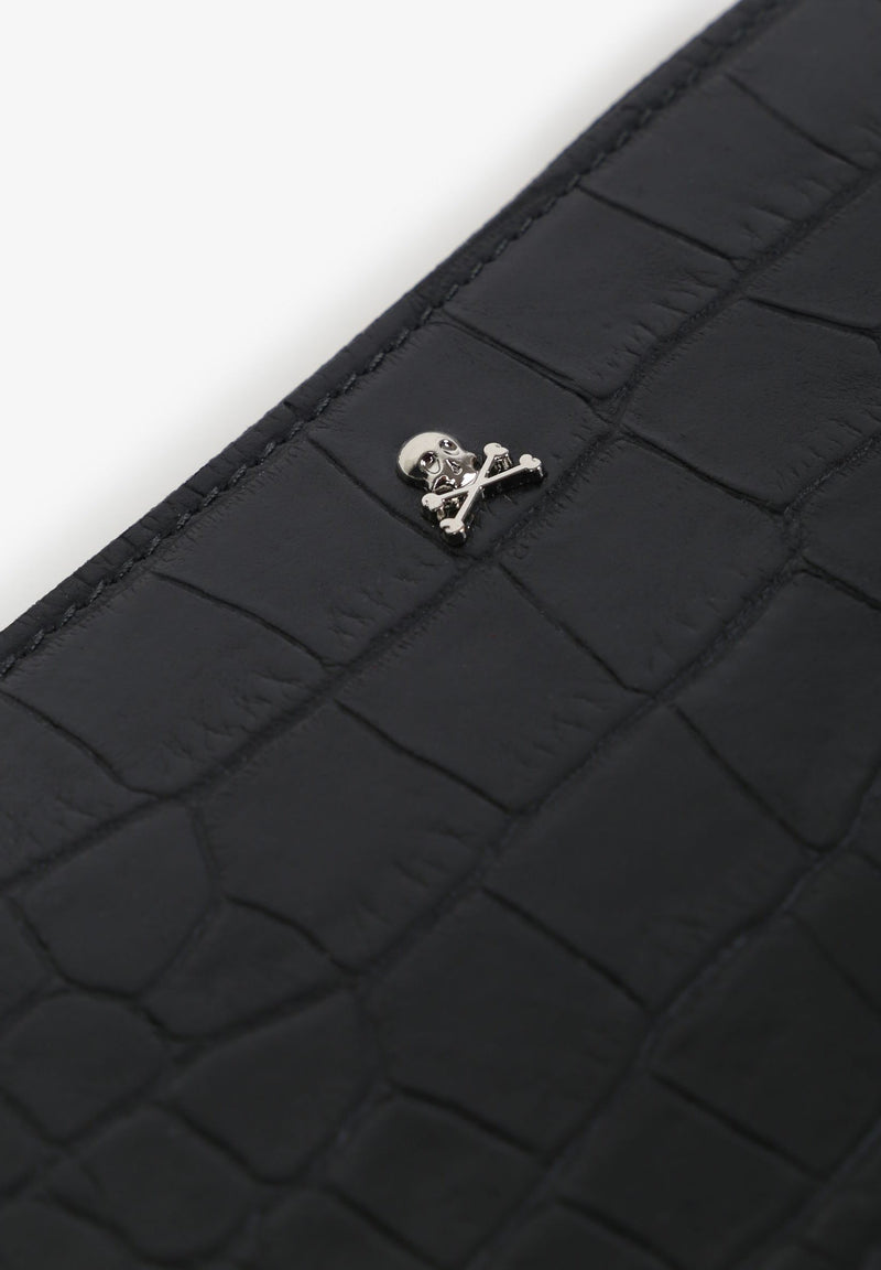 LEATHER WALLET WITH ENGRAVED CROCODILE
