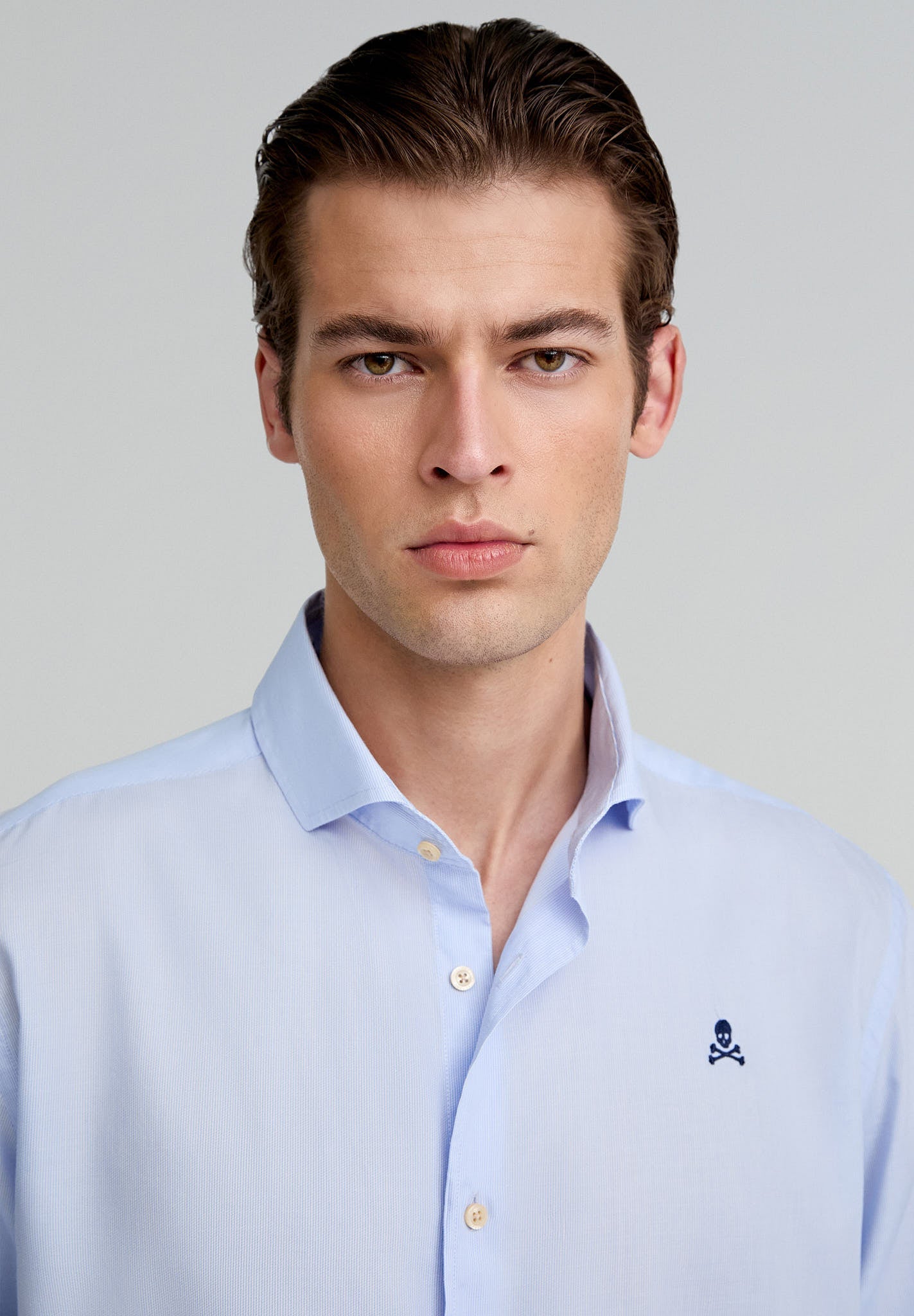 CONTRAST SKULL STRIPED FORMAL SHIRT