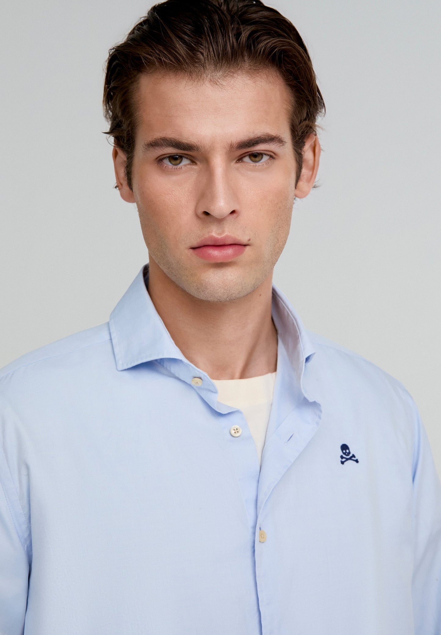 CONTRAST SKULL PLAIN FORMAL SHIRT