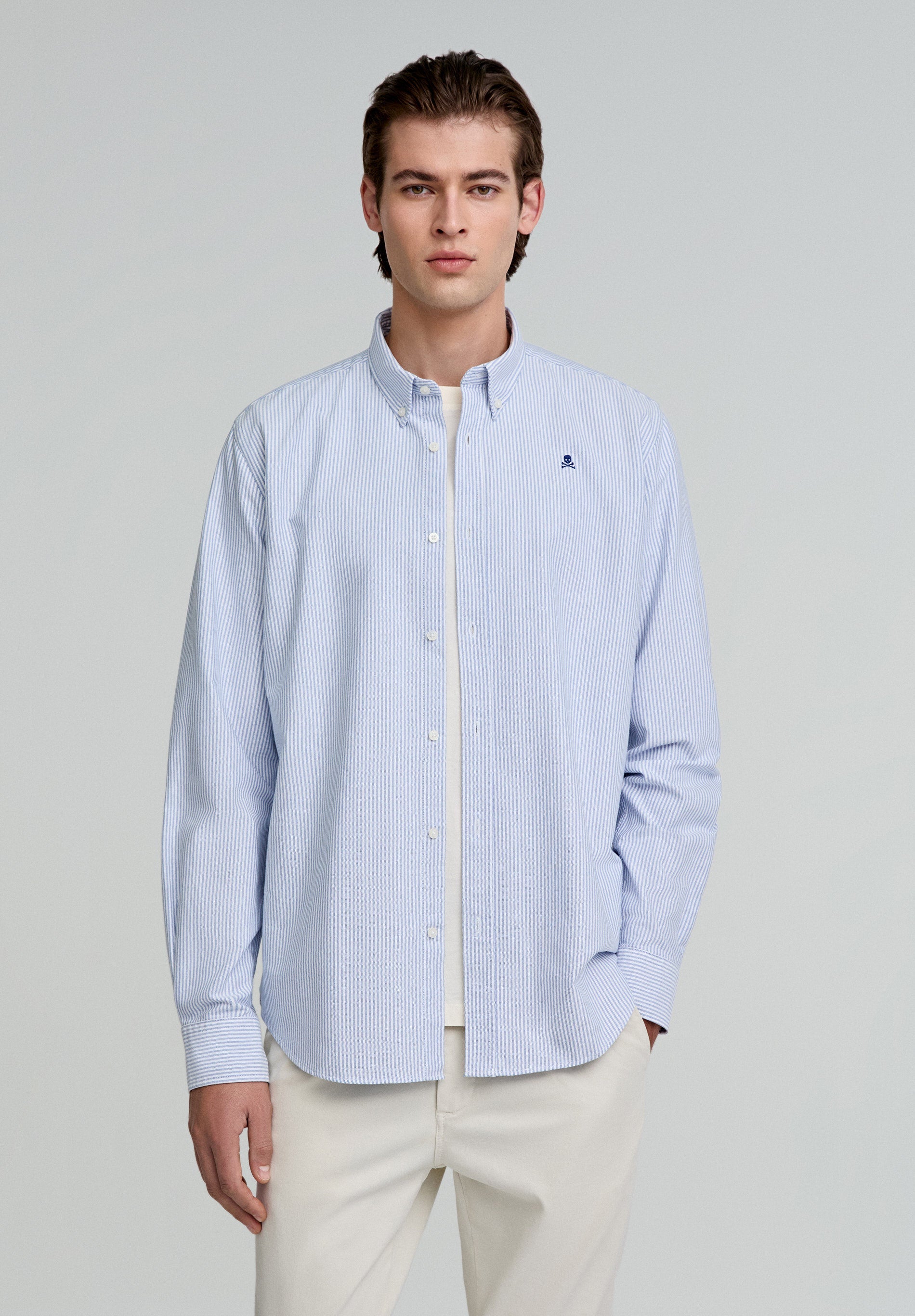 STRIPED OXFORD SHIRT WITH LOGO