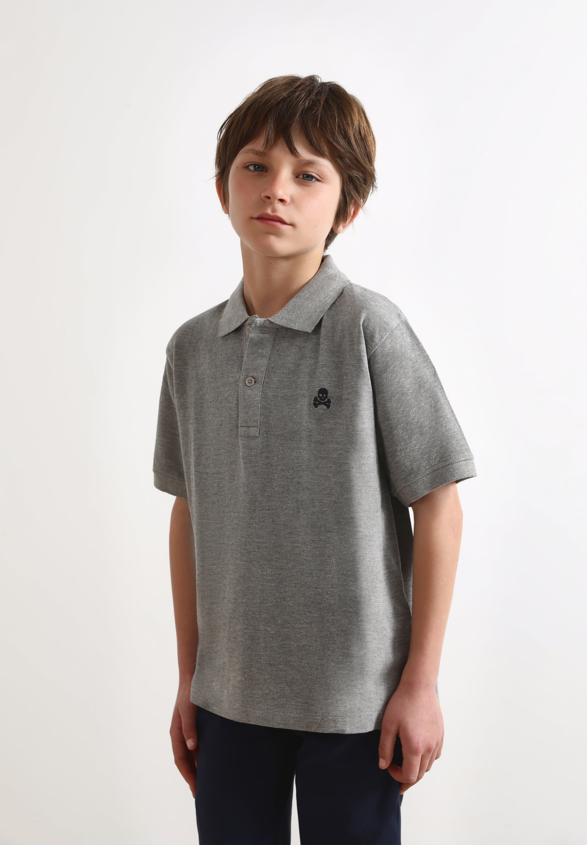 BASIC POLO SHIRT WITH SKULL DETAIL