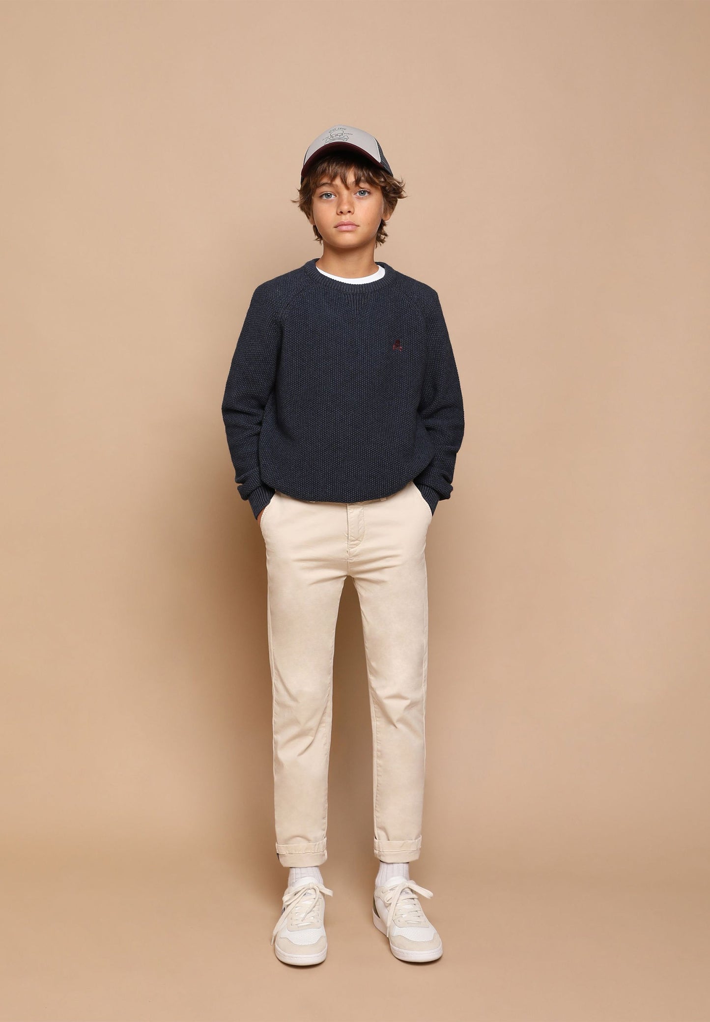 KNIT SWEATER WITH CONTRAST SKULL