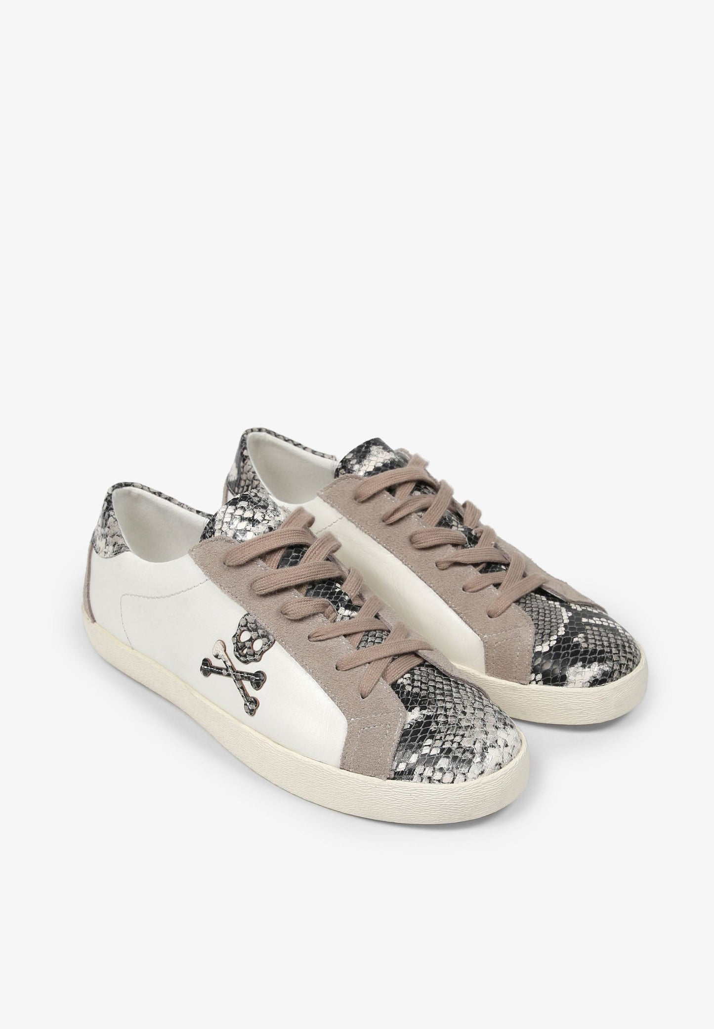 SNAKESKIN PRINT LOW TOP SNEAKERS