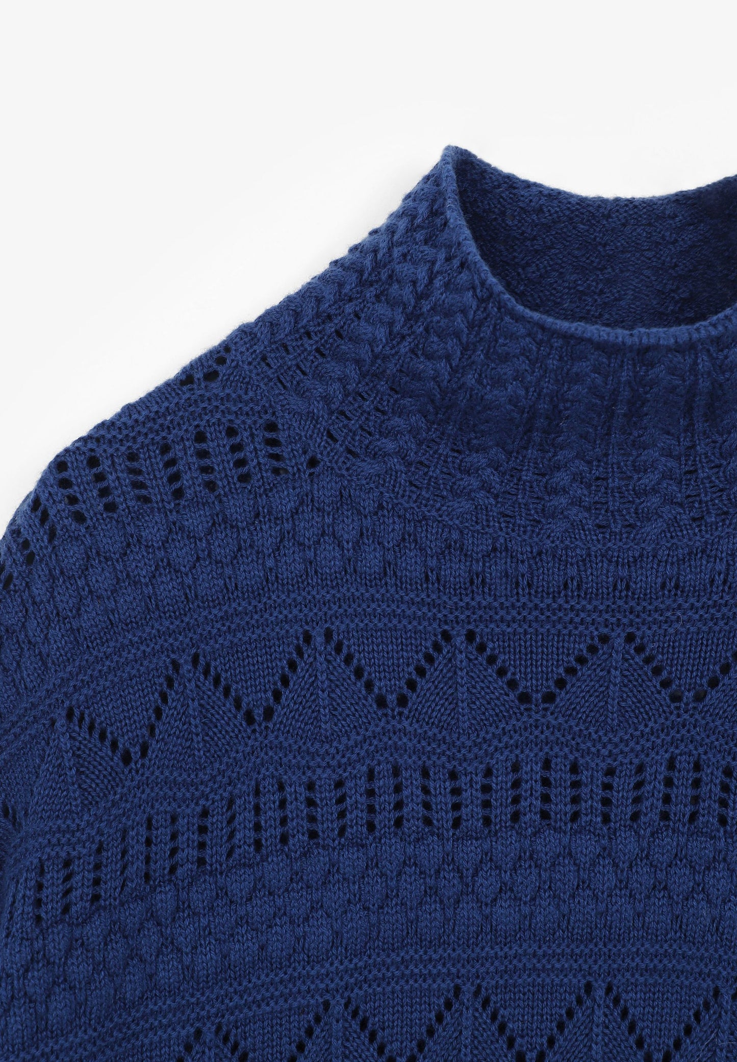 SWEATER WITH DIE-CUT HIGH COLLAR