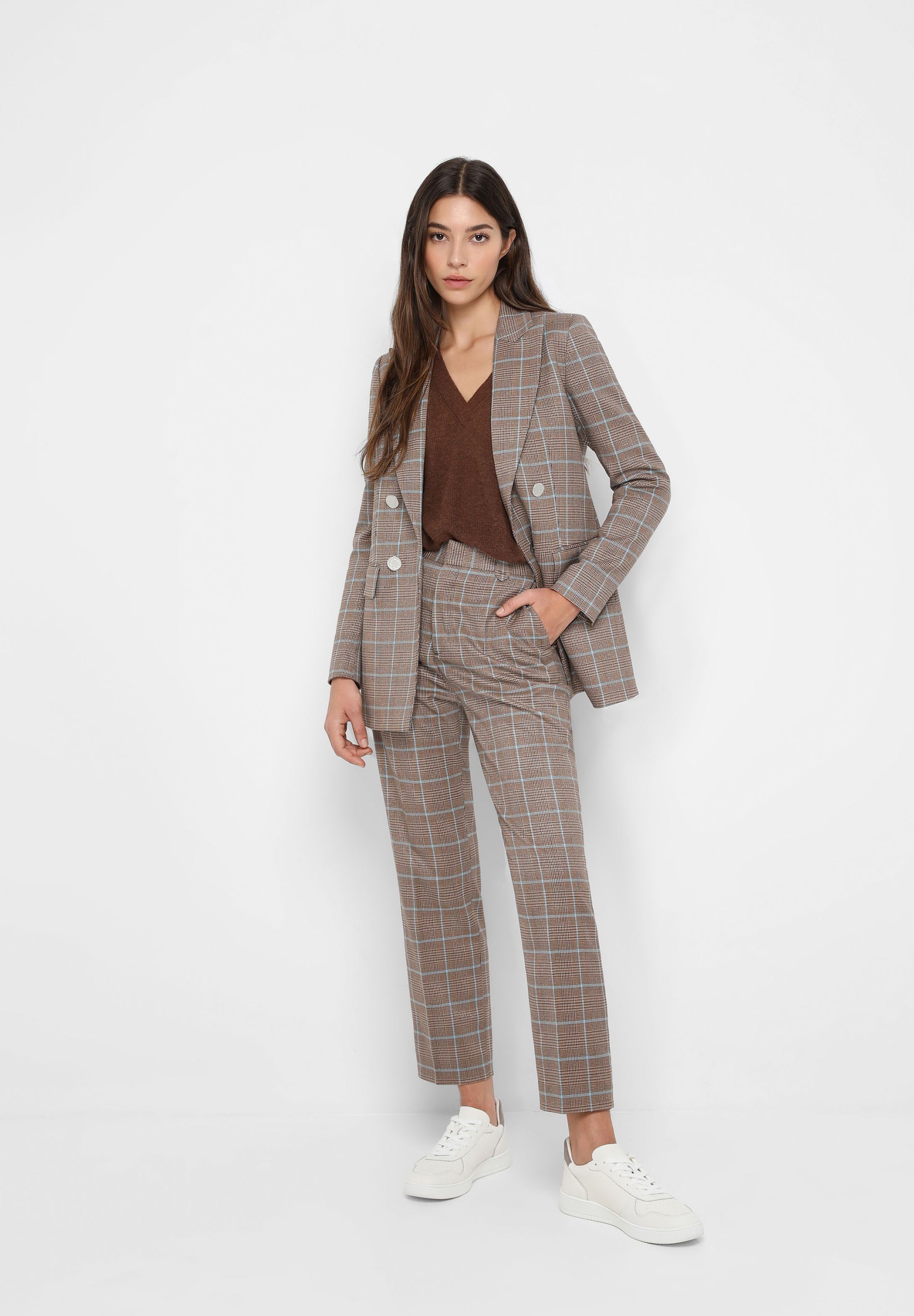 STRAIGHT CUT CHECK TROUSERS