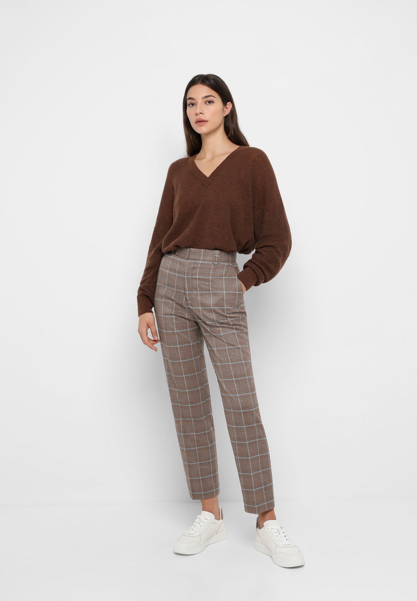 STRAIGHT CUT CHECK TROUSERS