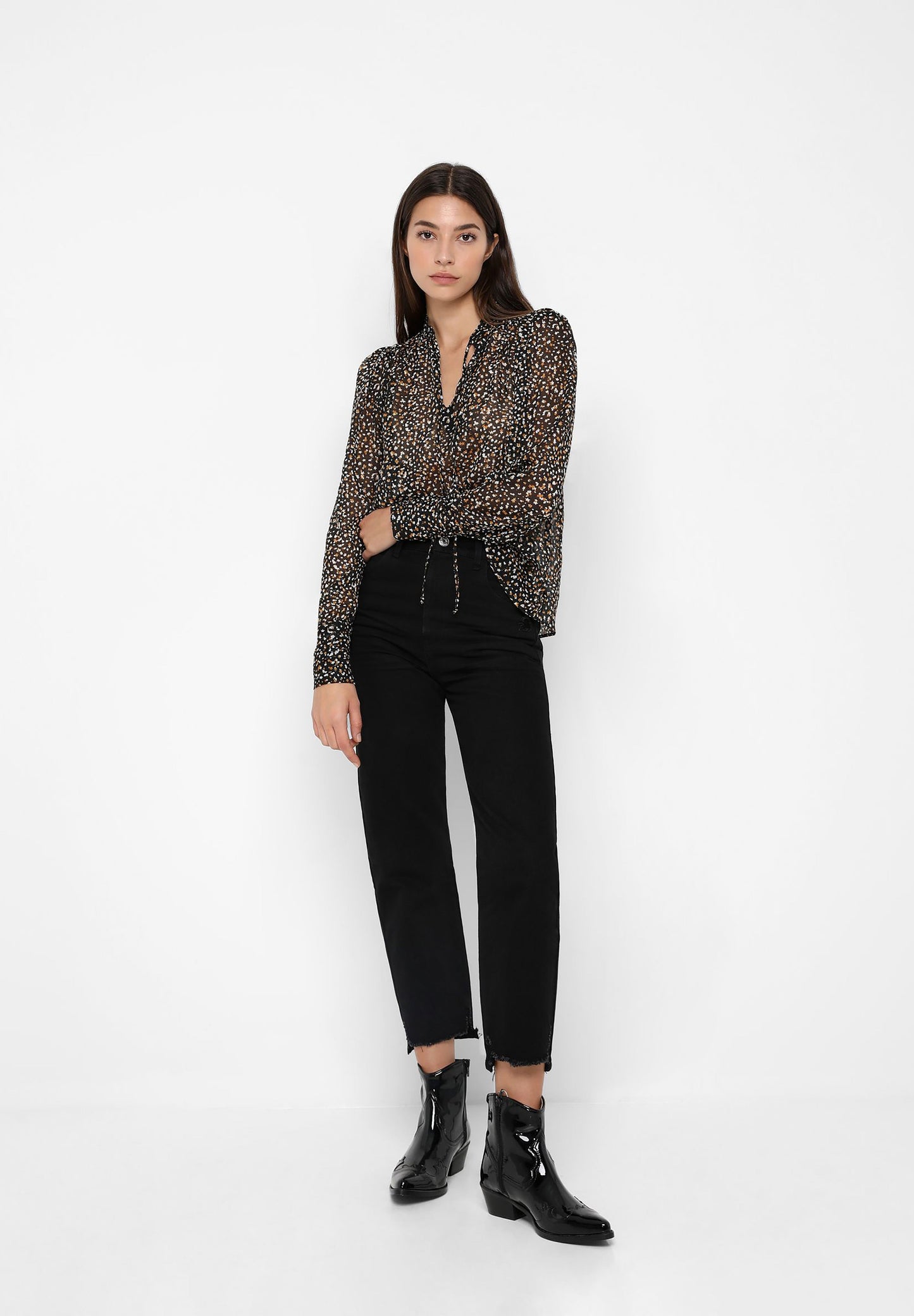 SEMI-SHEER BLOUSE WITH STARS