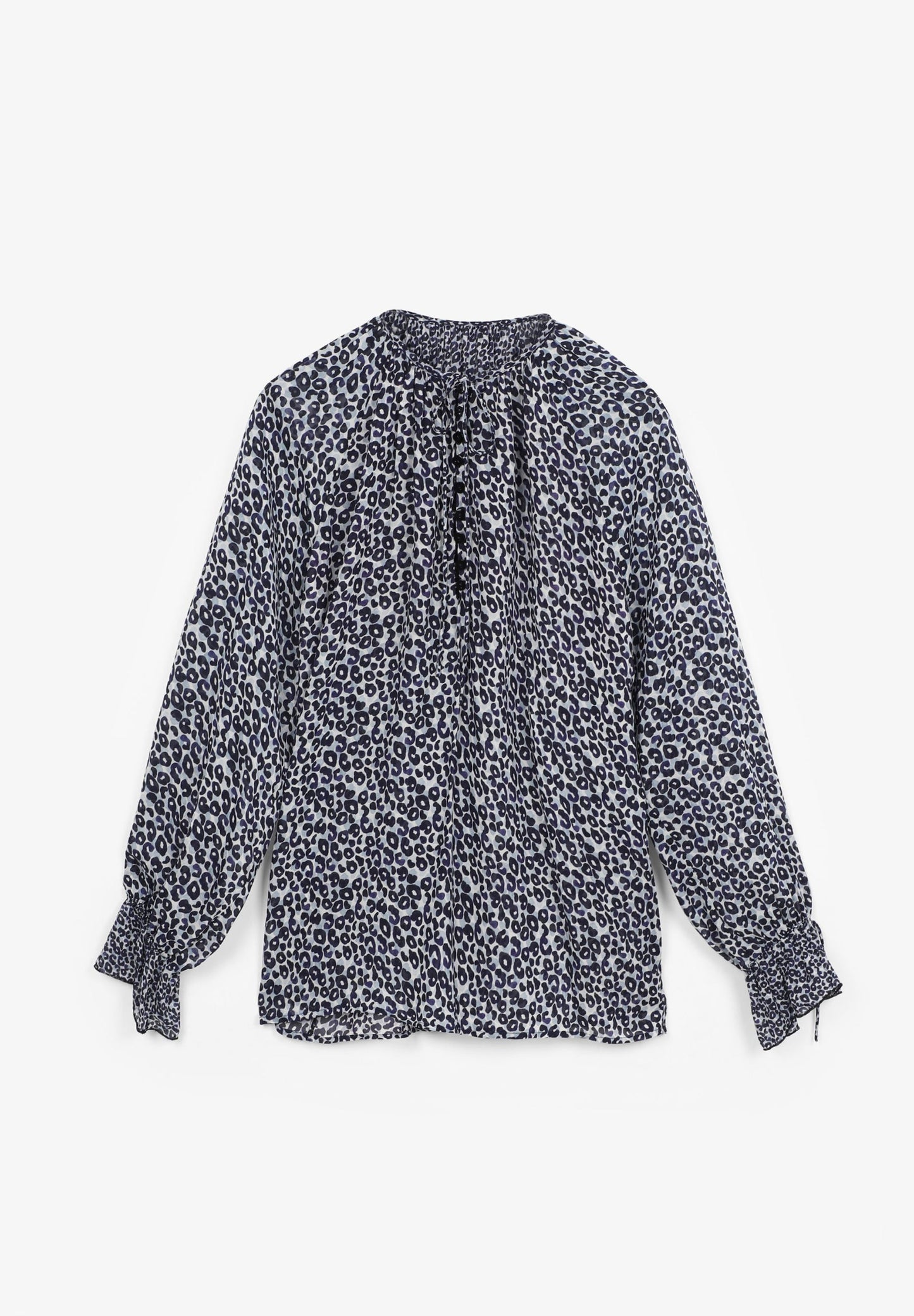 SEMI-SHEER ANIMAL PRINT BLOUSE